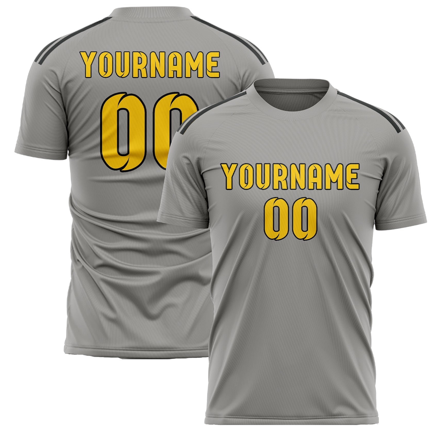 Custom Gray Gold Soccer Jersey