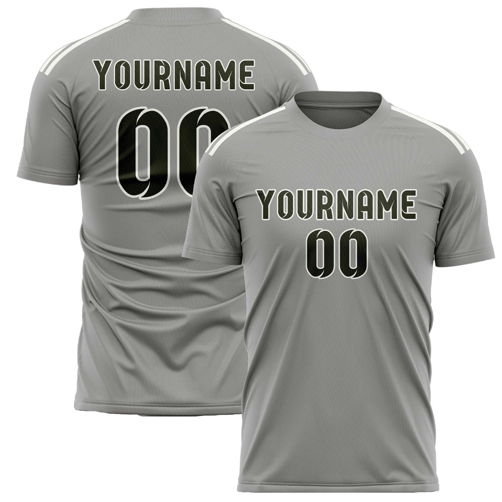 Custom Gray Olive Soccer Jersey