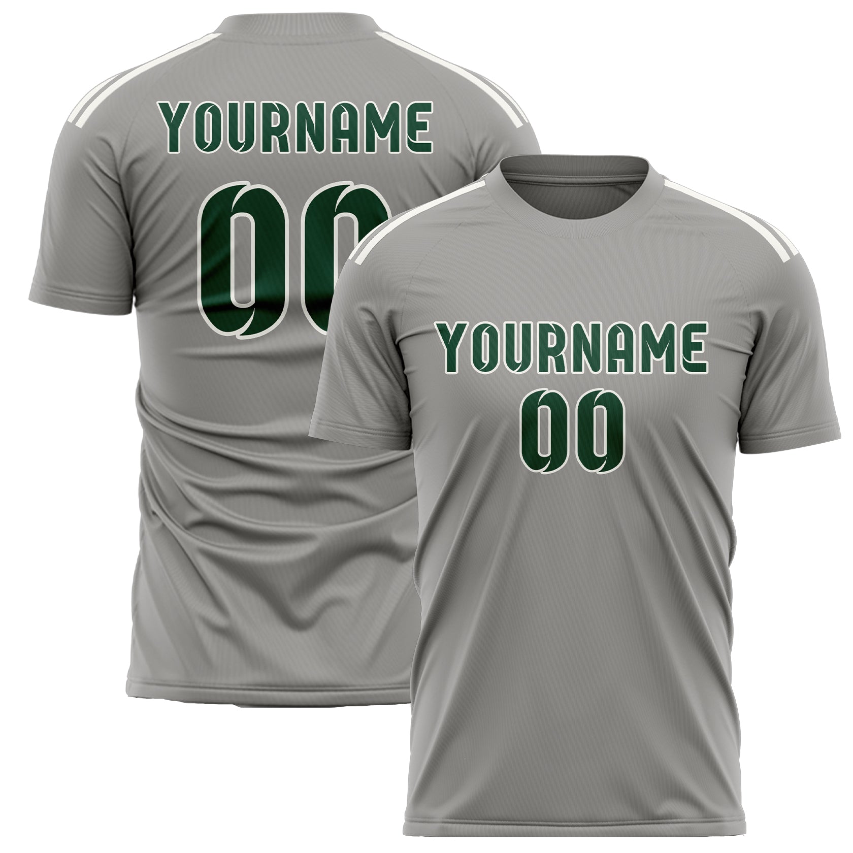 Custom Gray Green Soccer Jersey