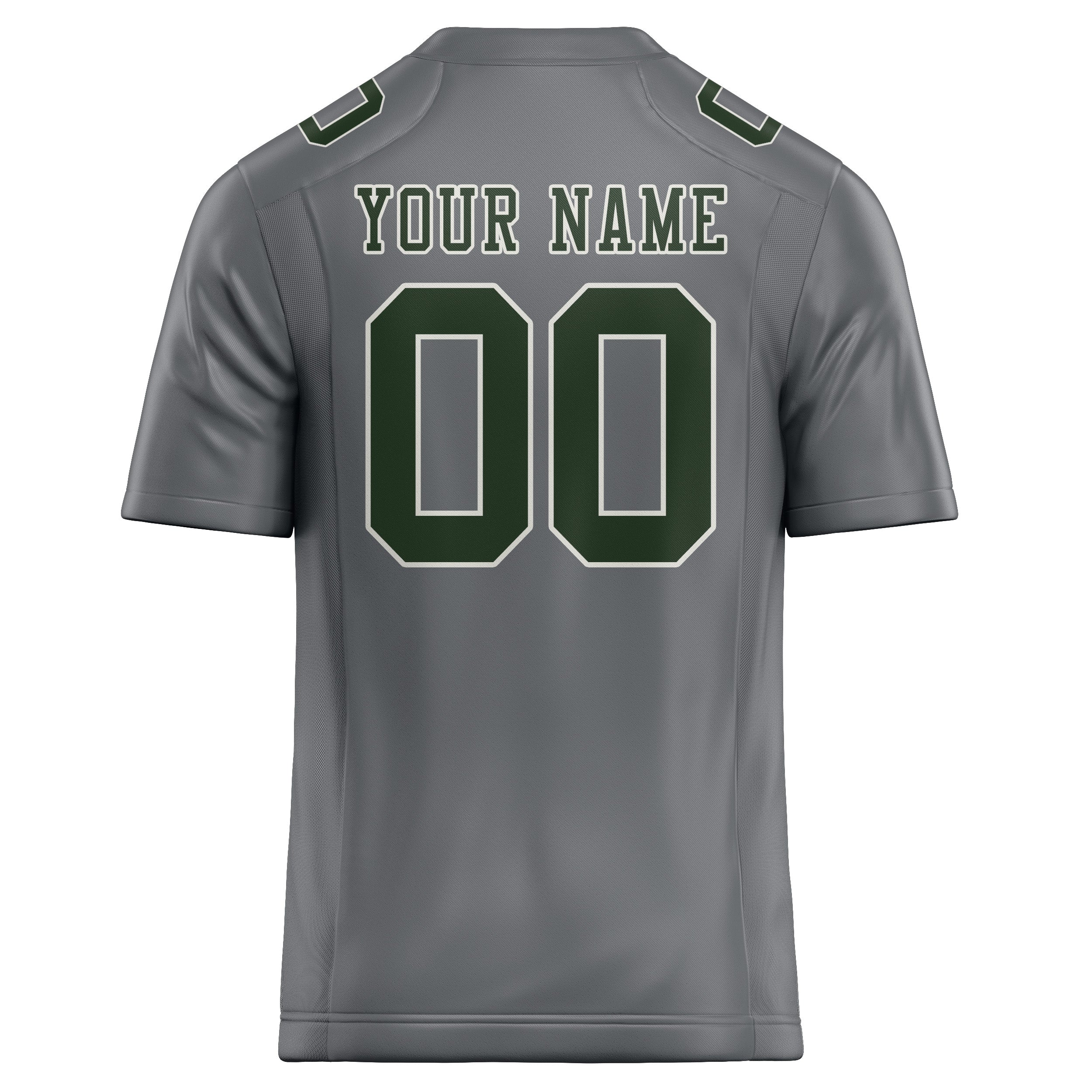 Custom Gray Dark Green Football Jersey