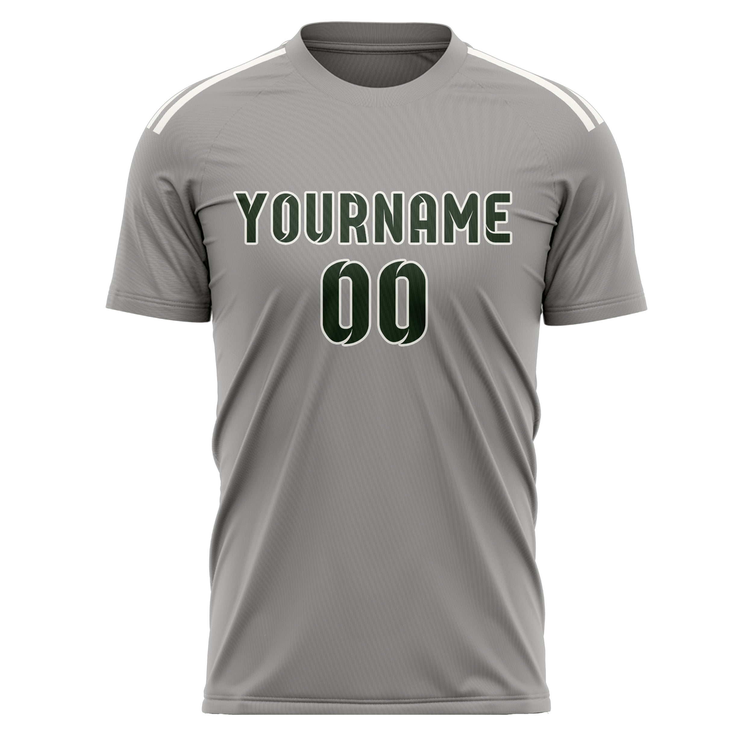 Custom Gray Dark Green Soccer Jersey