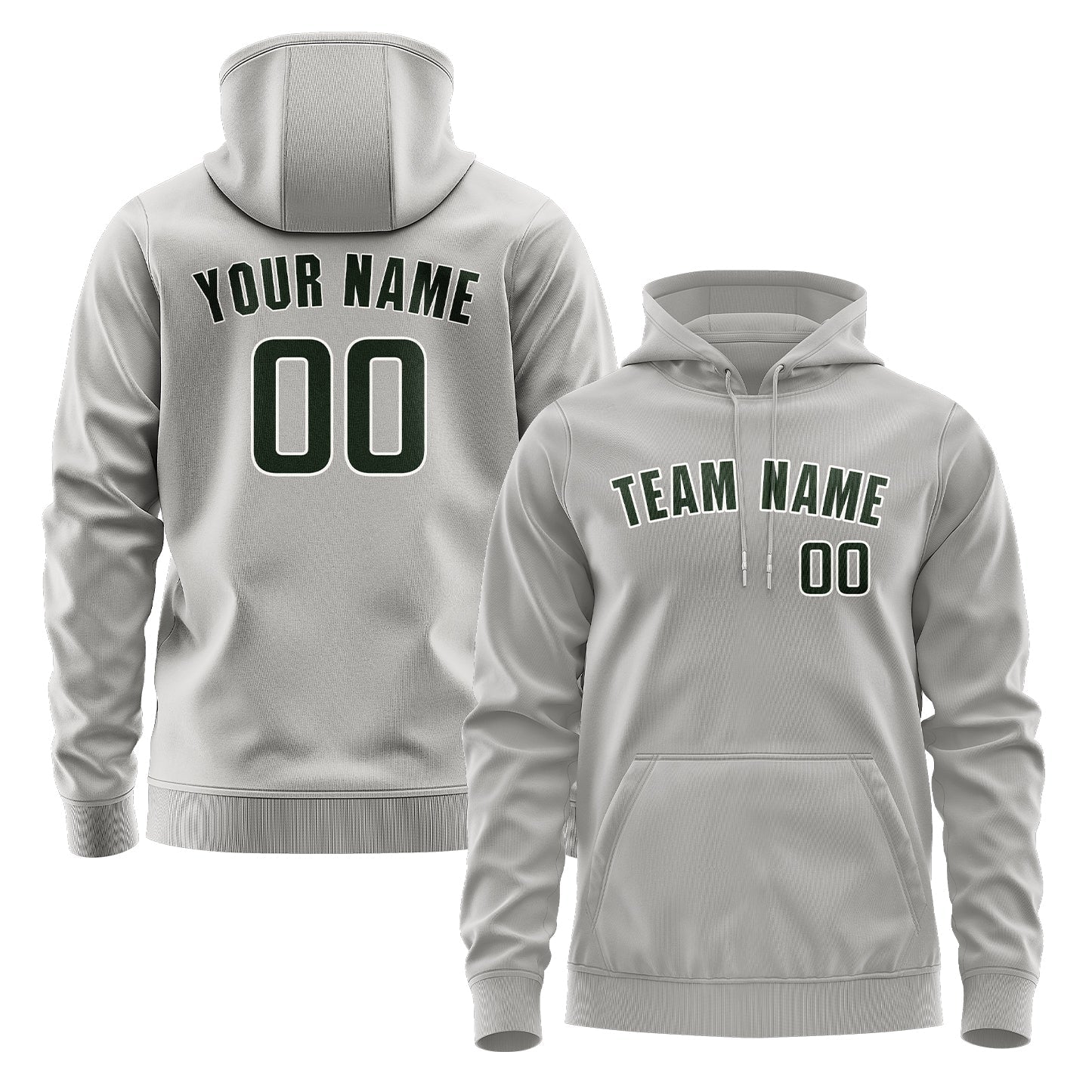 Custom Gray Dark Green Hoodie