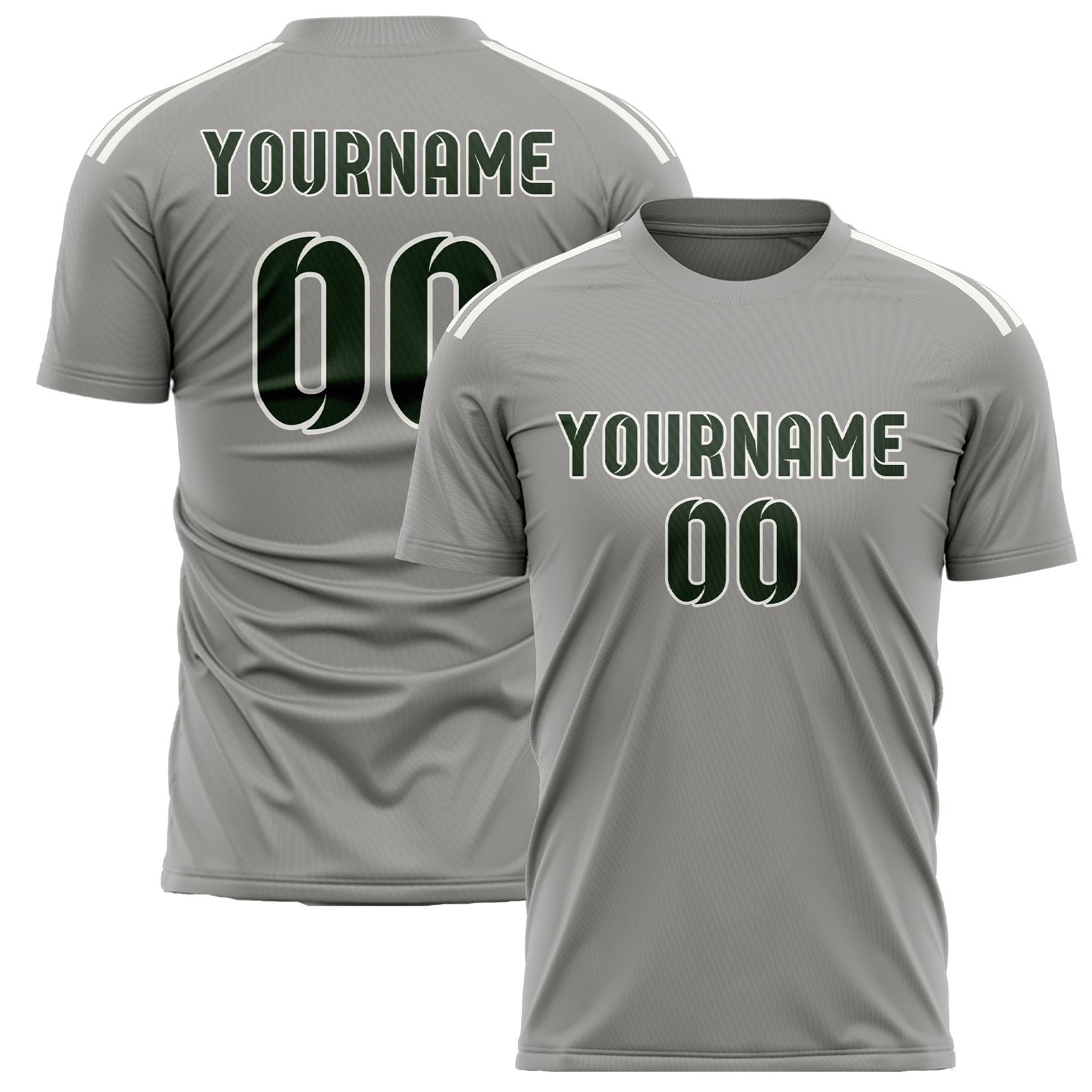 Custom Gray Dark Green Soccer Jersey