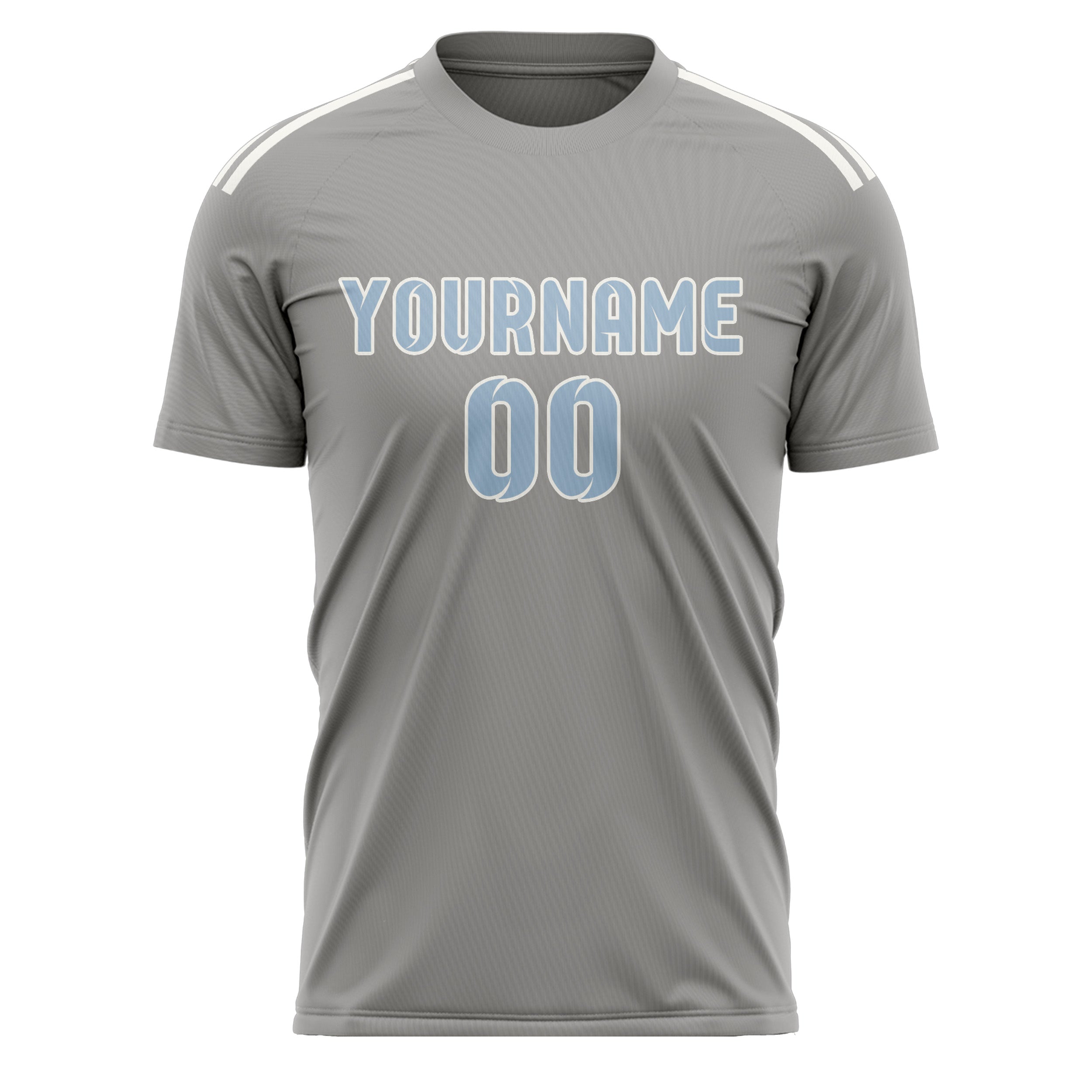 Custom Gray Light Blue Soccer Jersey