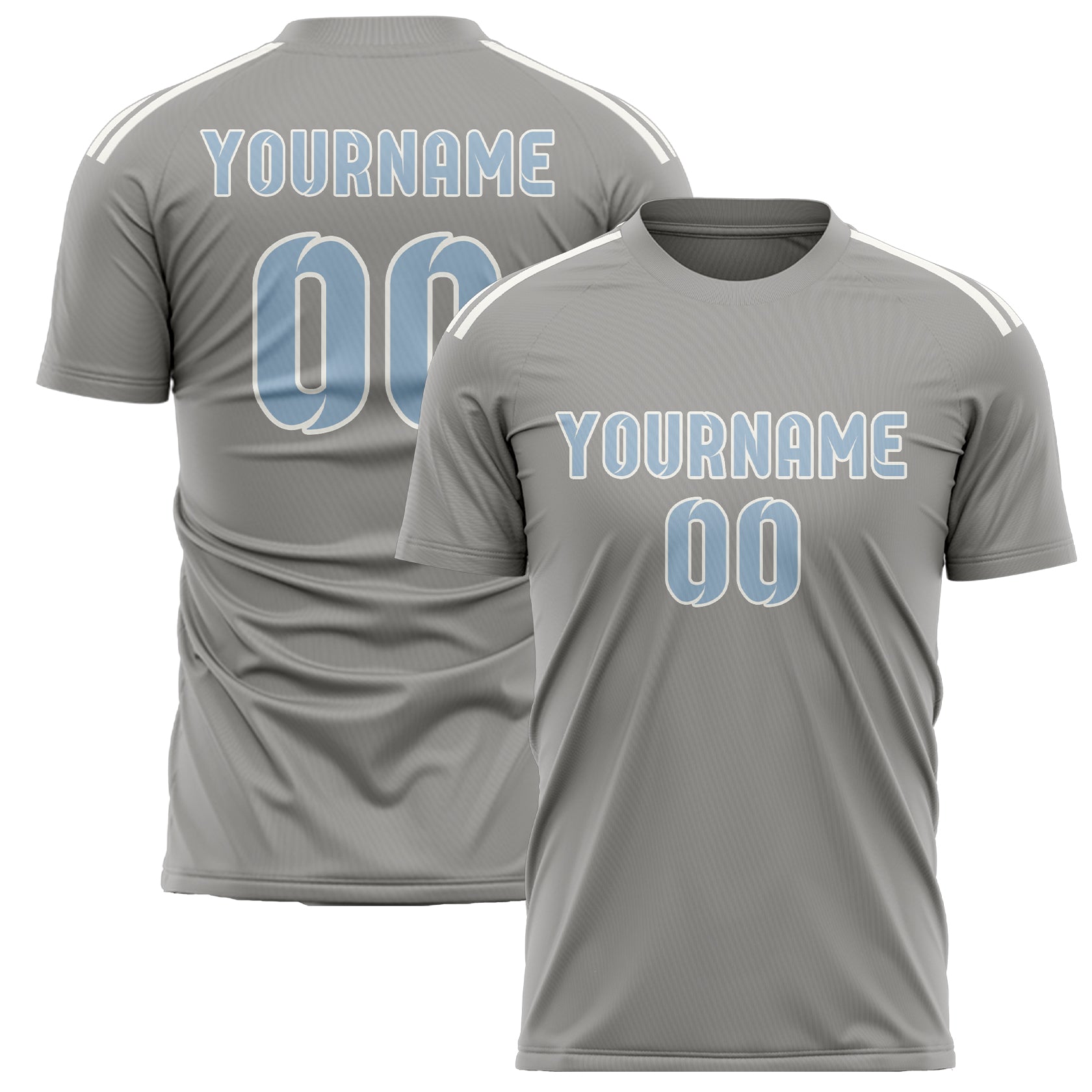 Custom Gray Light Blue Soccer Jersey