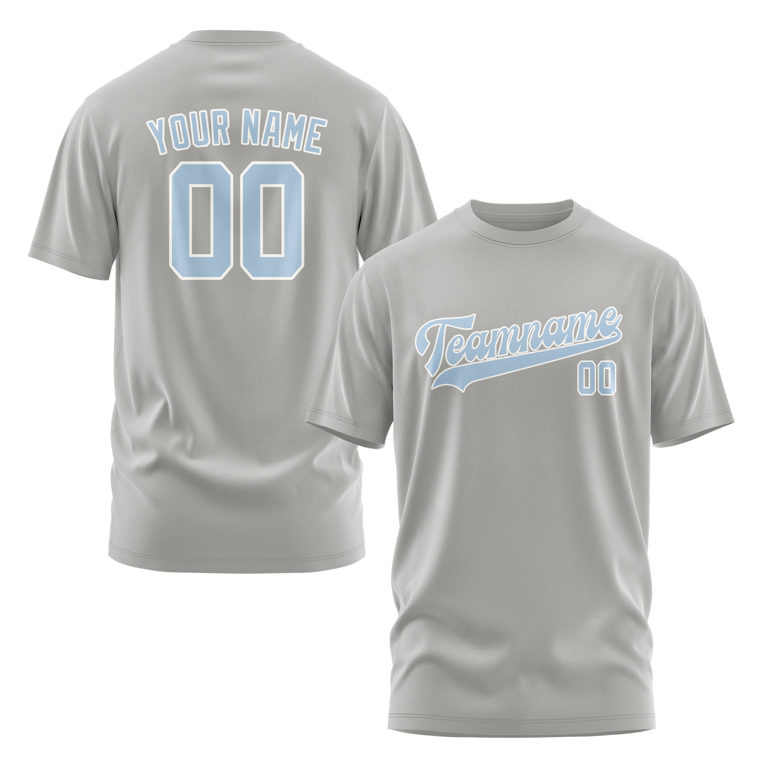 Custom Gray Light Blue T-Shirt