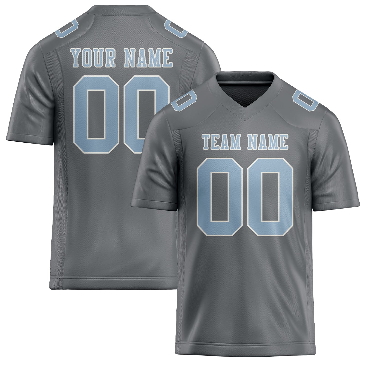 Custom Gray Light Blue Football Jersey