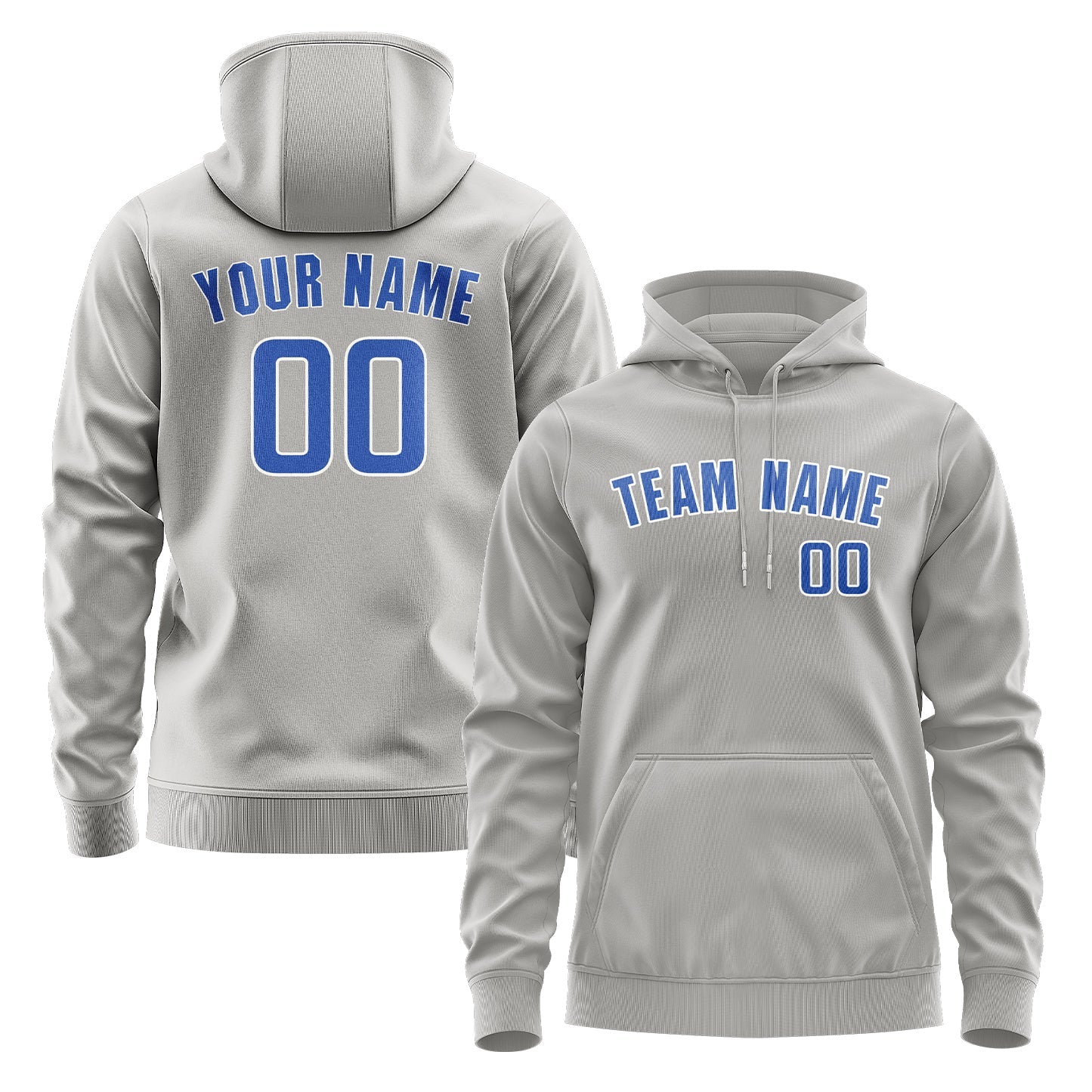 Custom Gray Sky Blue Hoodie
