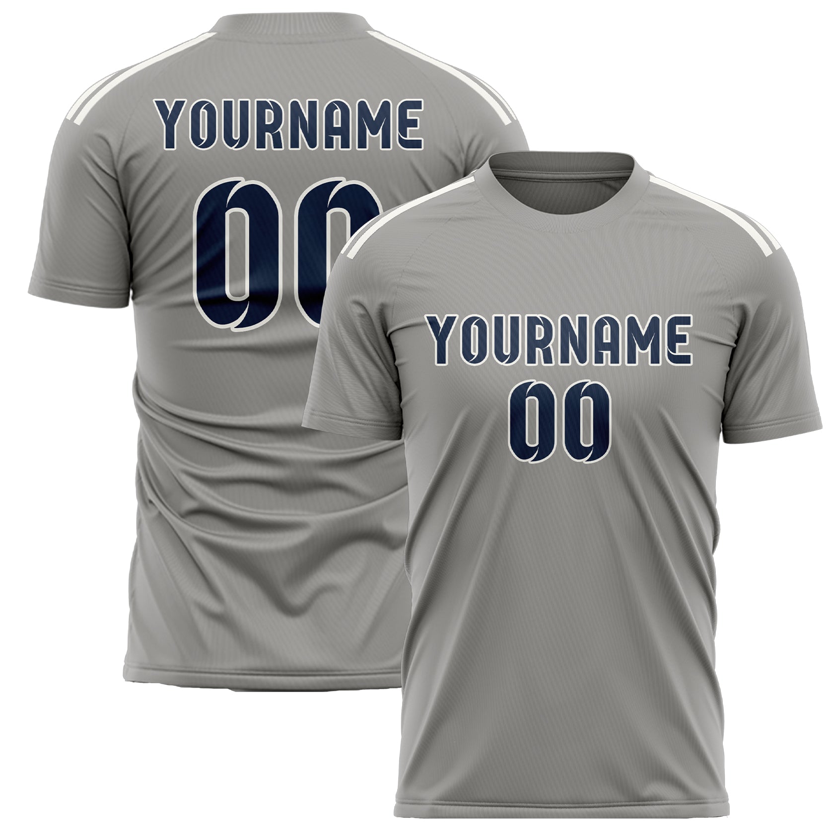 Custom Gray Blue Soccer Jersey