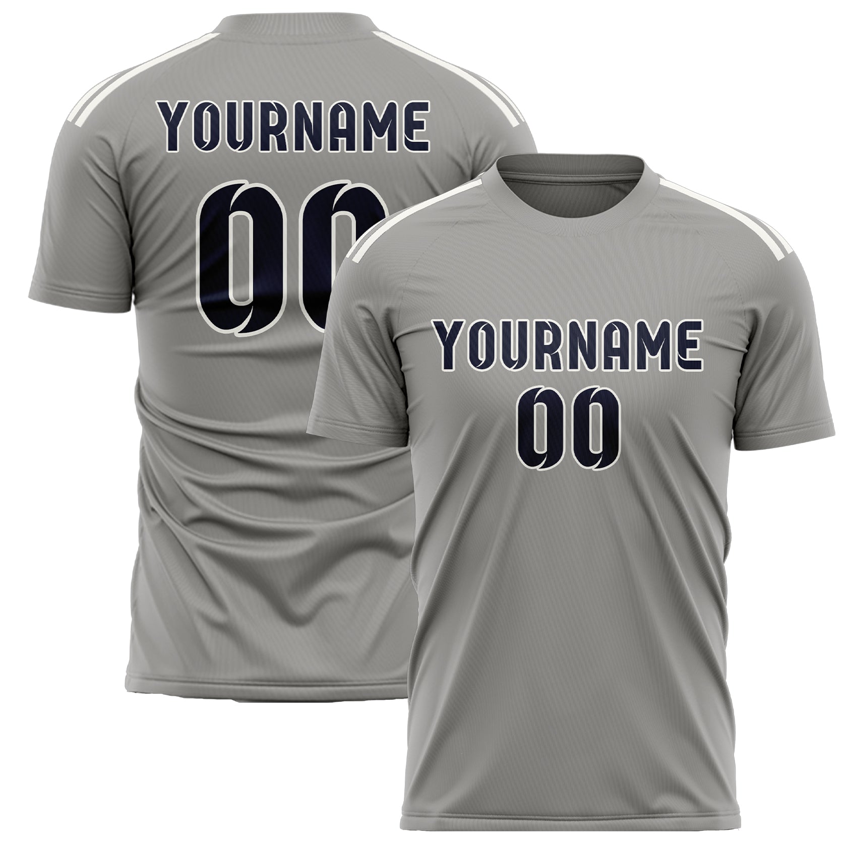 Custom Gray Navy Soccer Jersey