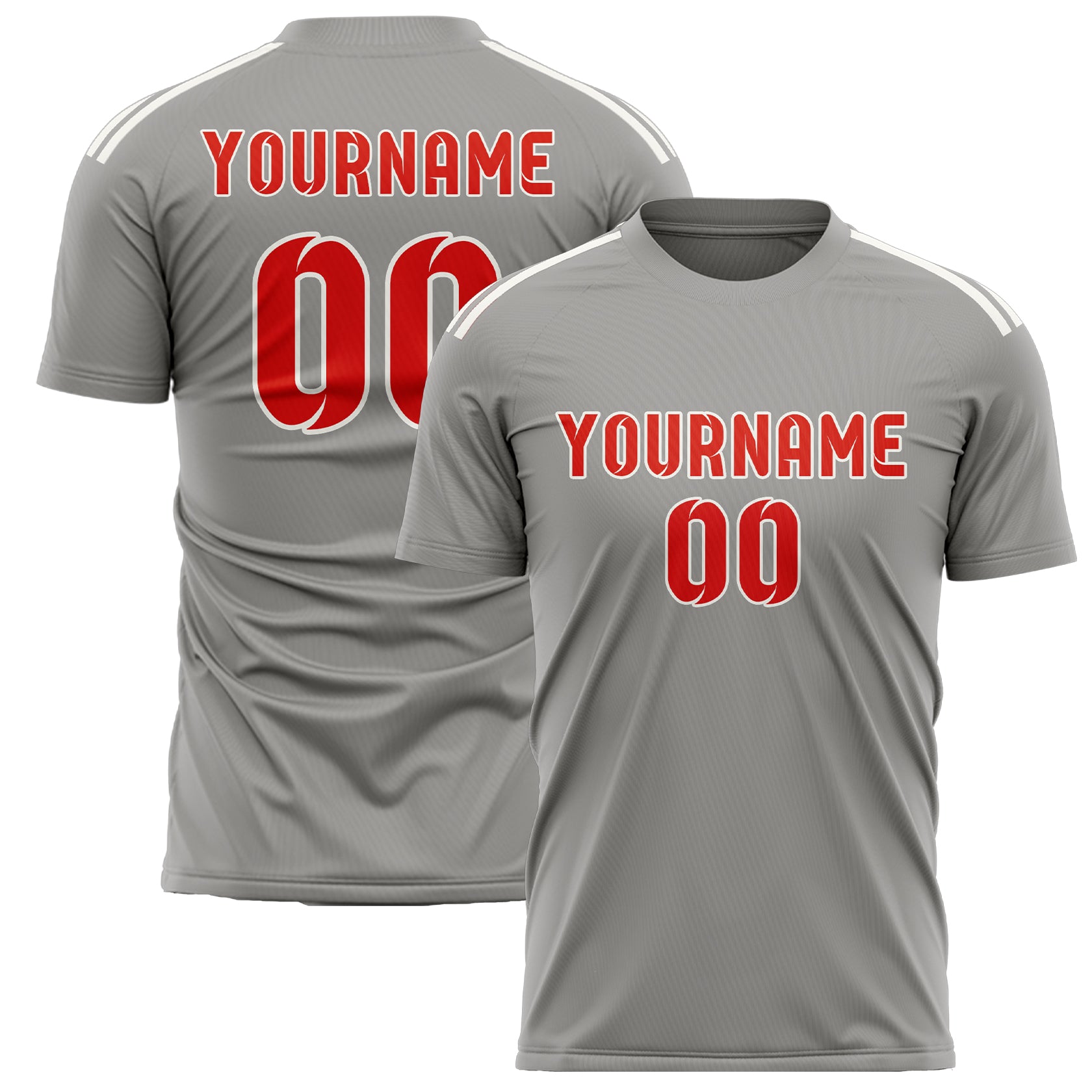 Custom Gray Orange Red Soccer Jersey