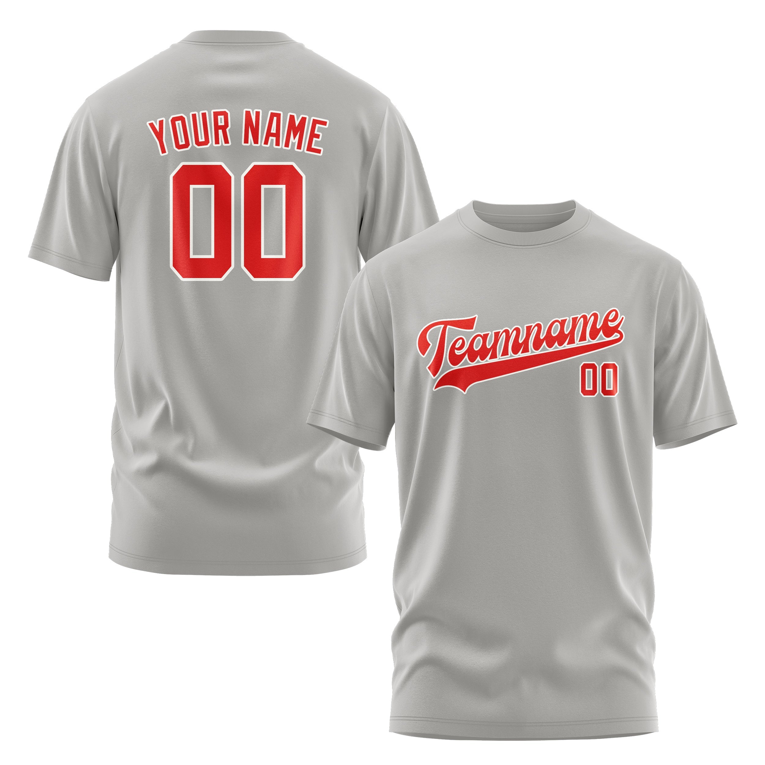 Custom Gray Orange Red T-Shirt