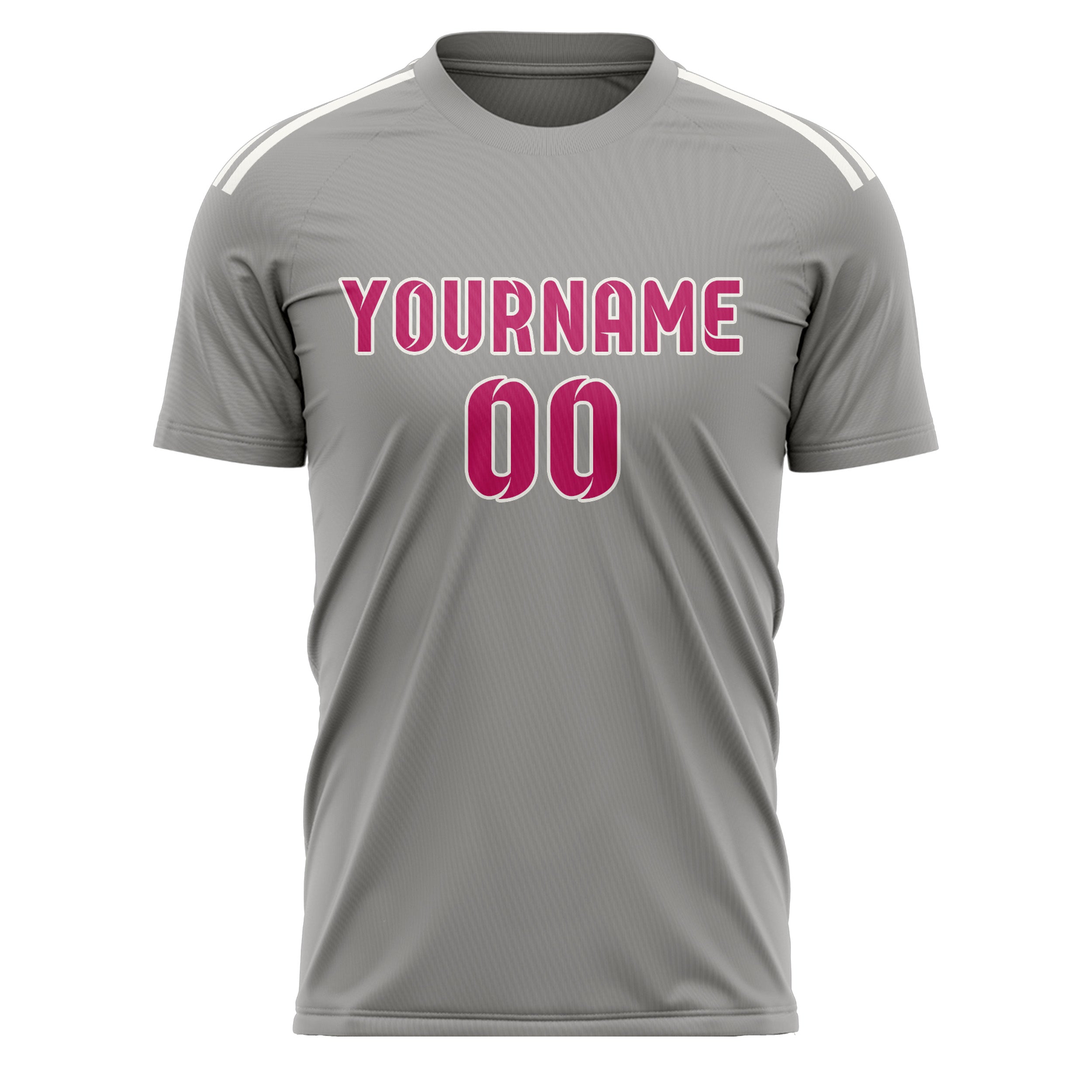 Custom Gray Pink Soccer Jersey