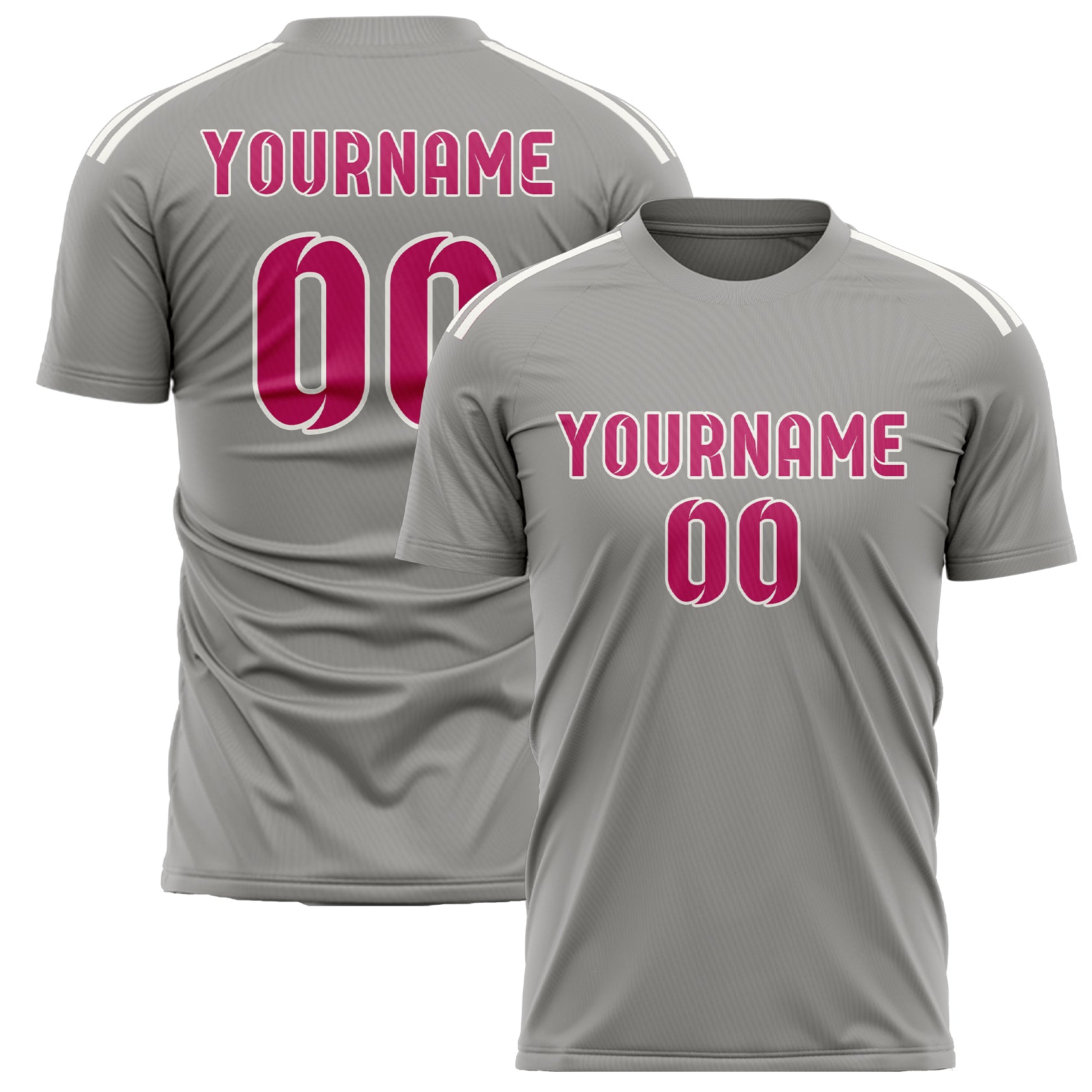 Custom Gray Pink Soccer Jersey