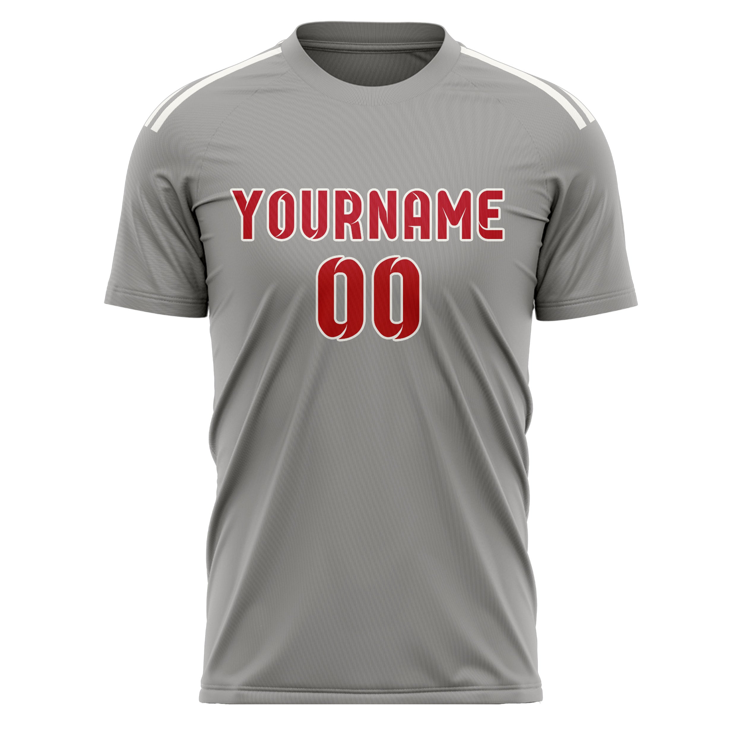 Custom Gray Red Soccer Jersey