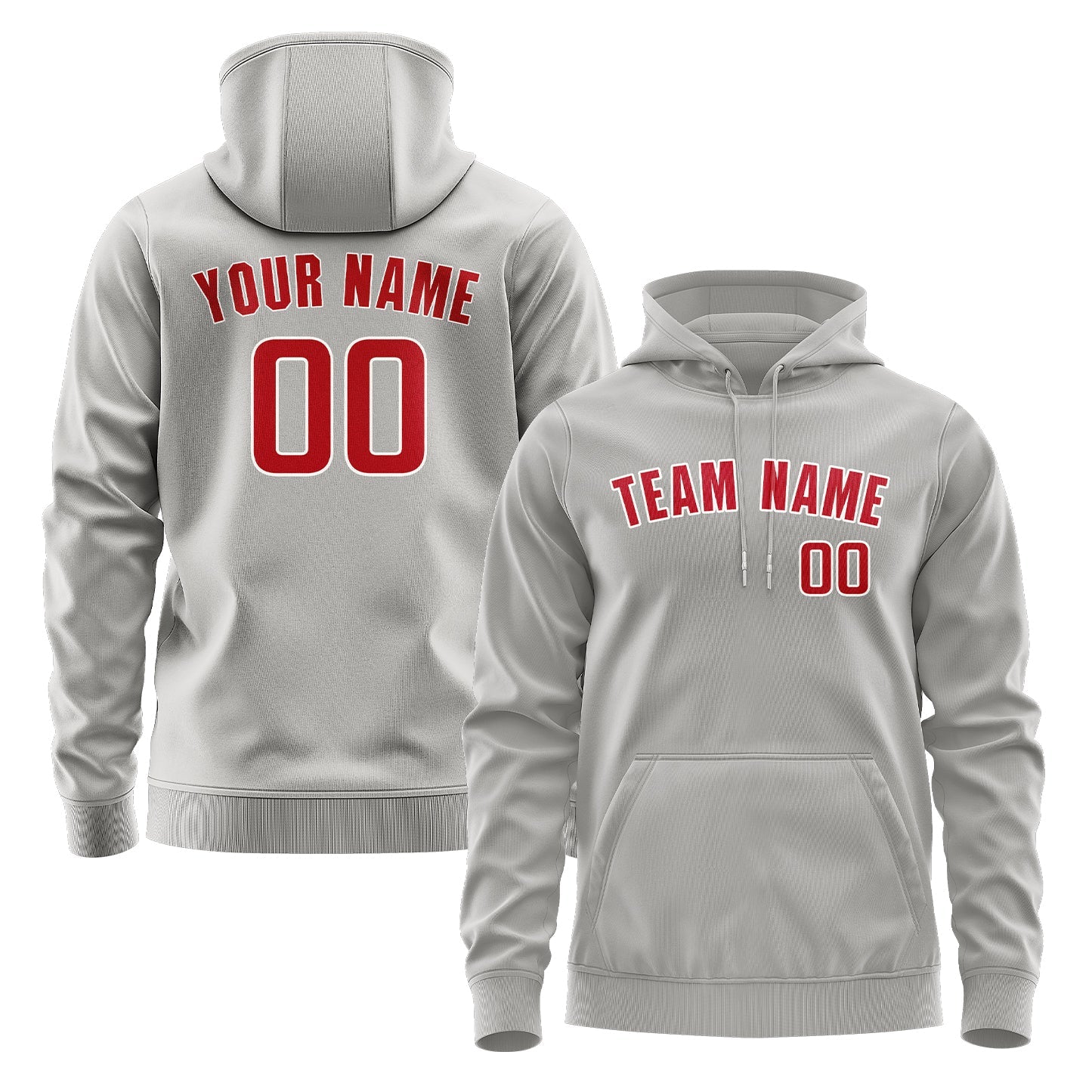 Custom Gray Red Hoodie