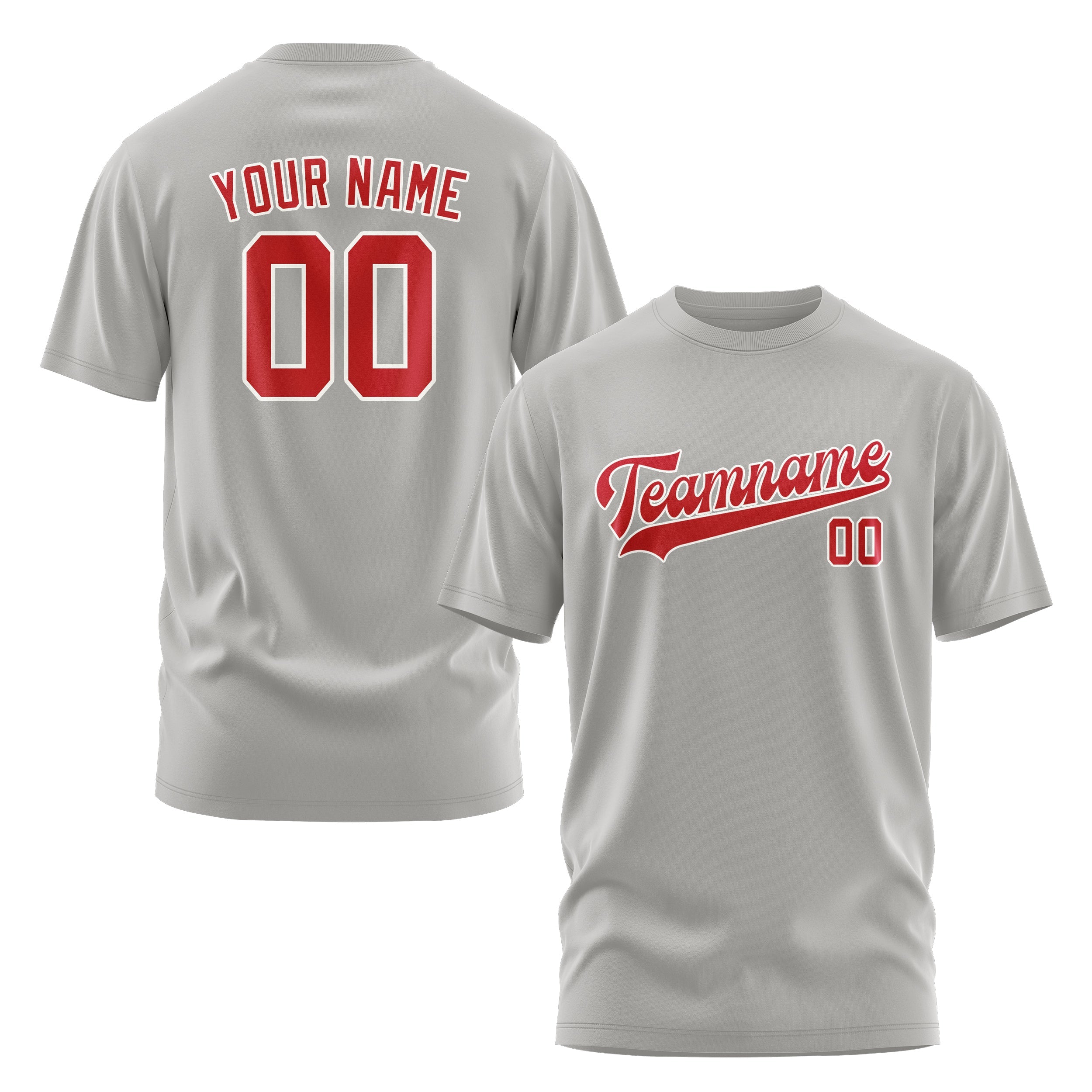 Custom Gray Red T-Shirt