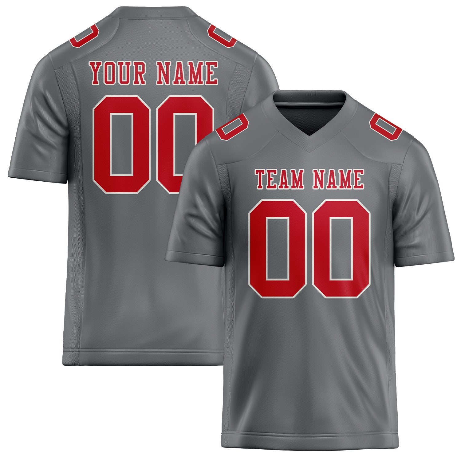 Custom Gray Red Football Jersey