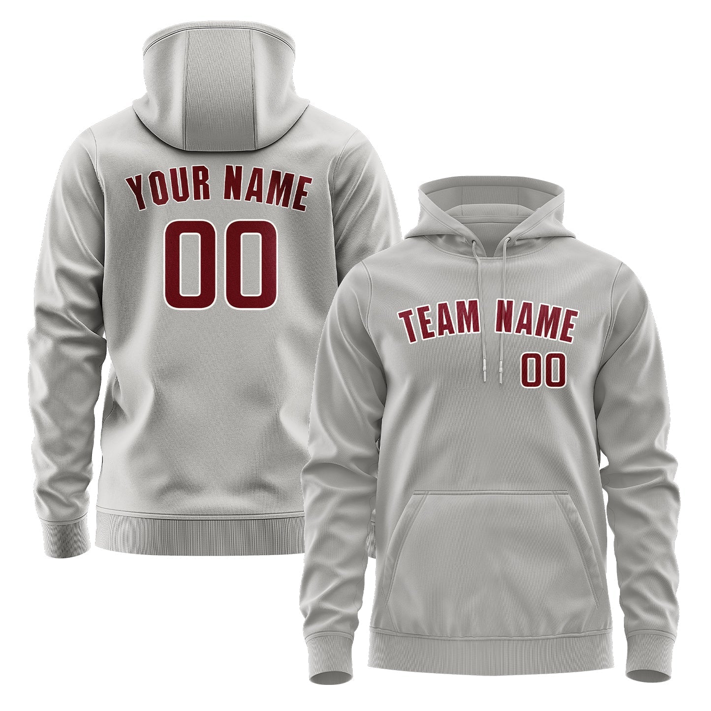 Custom Gray Crimson Red Hoodie