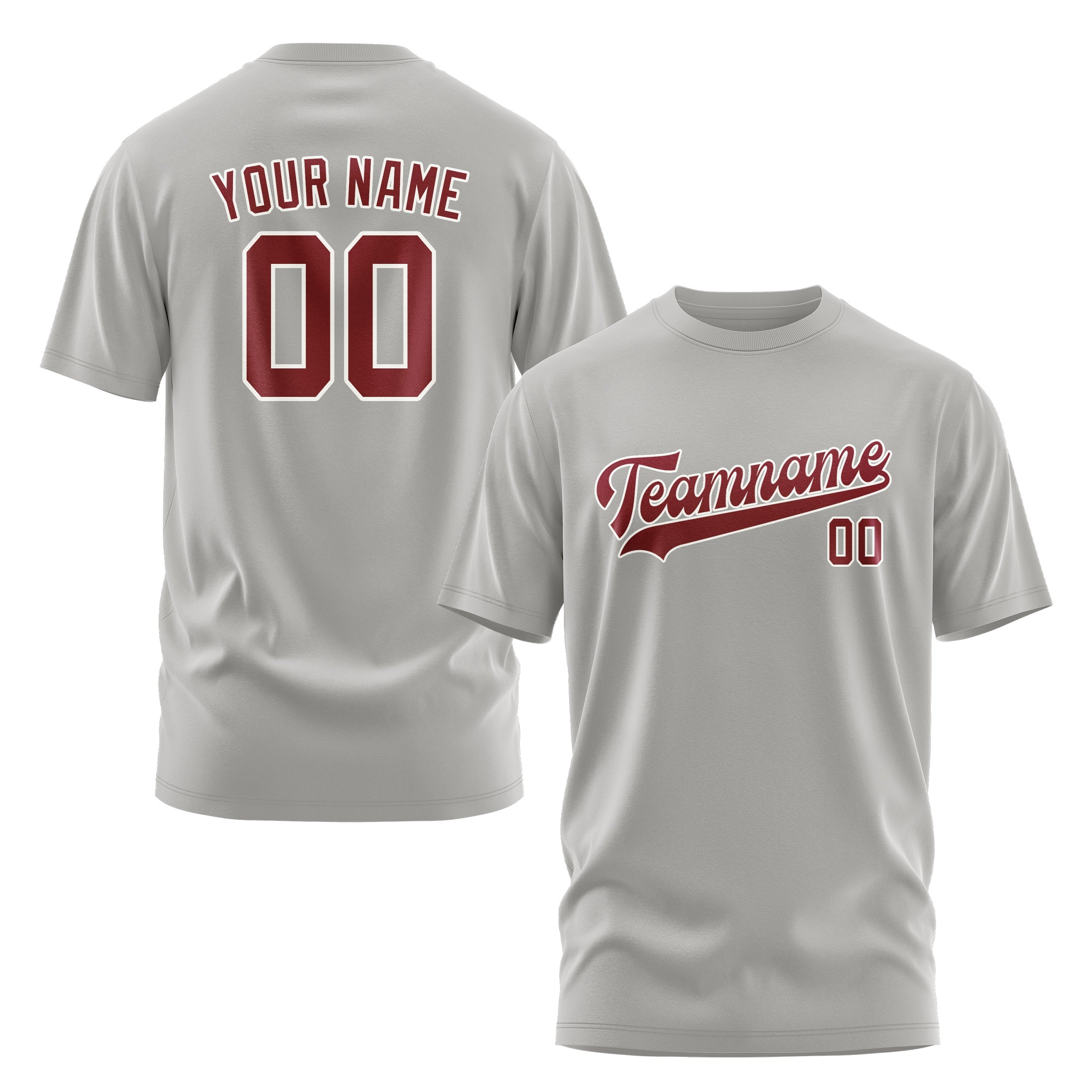 Custom Gray Crimson Red T-Shirt