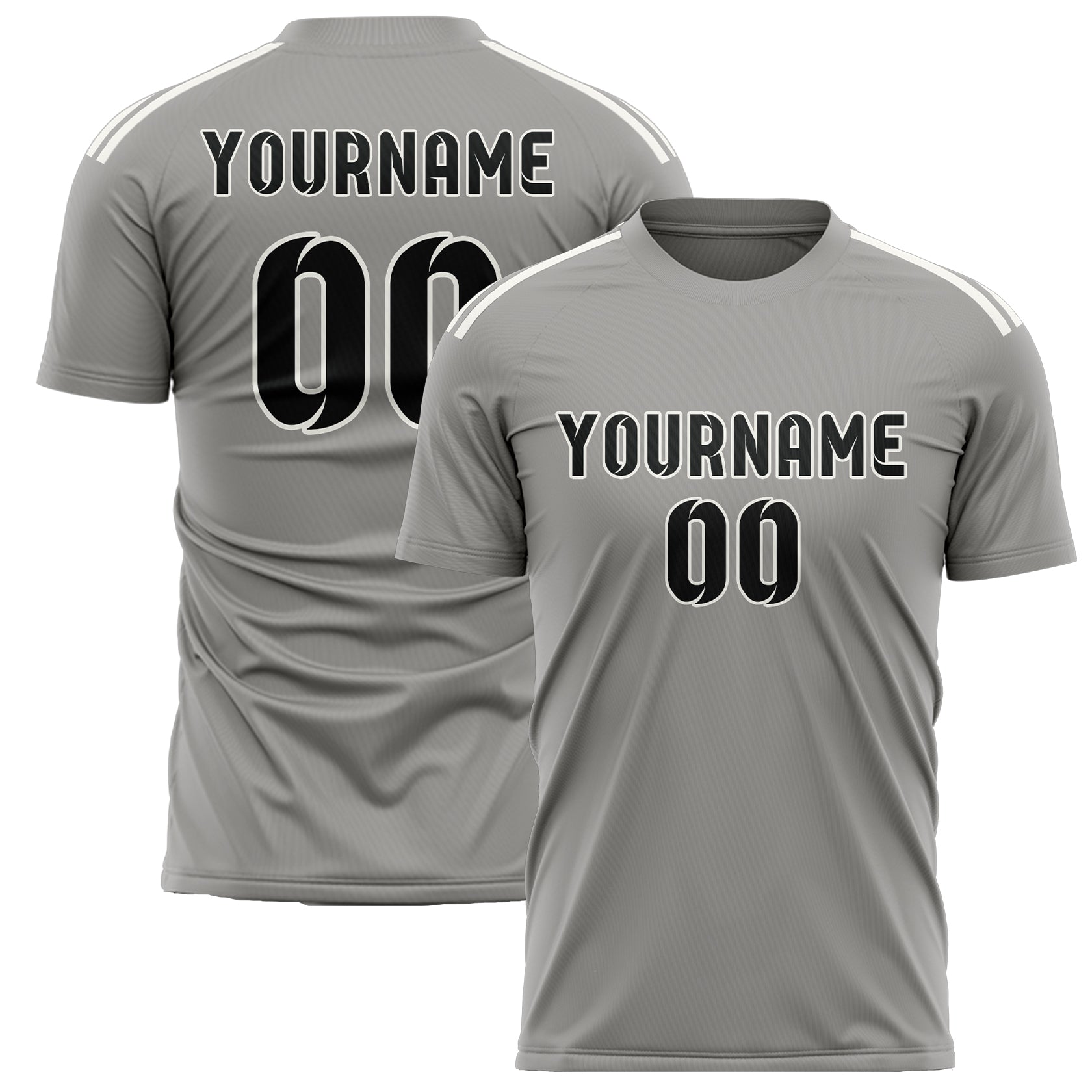 Custom Gray Black Soccer Jersey