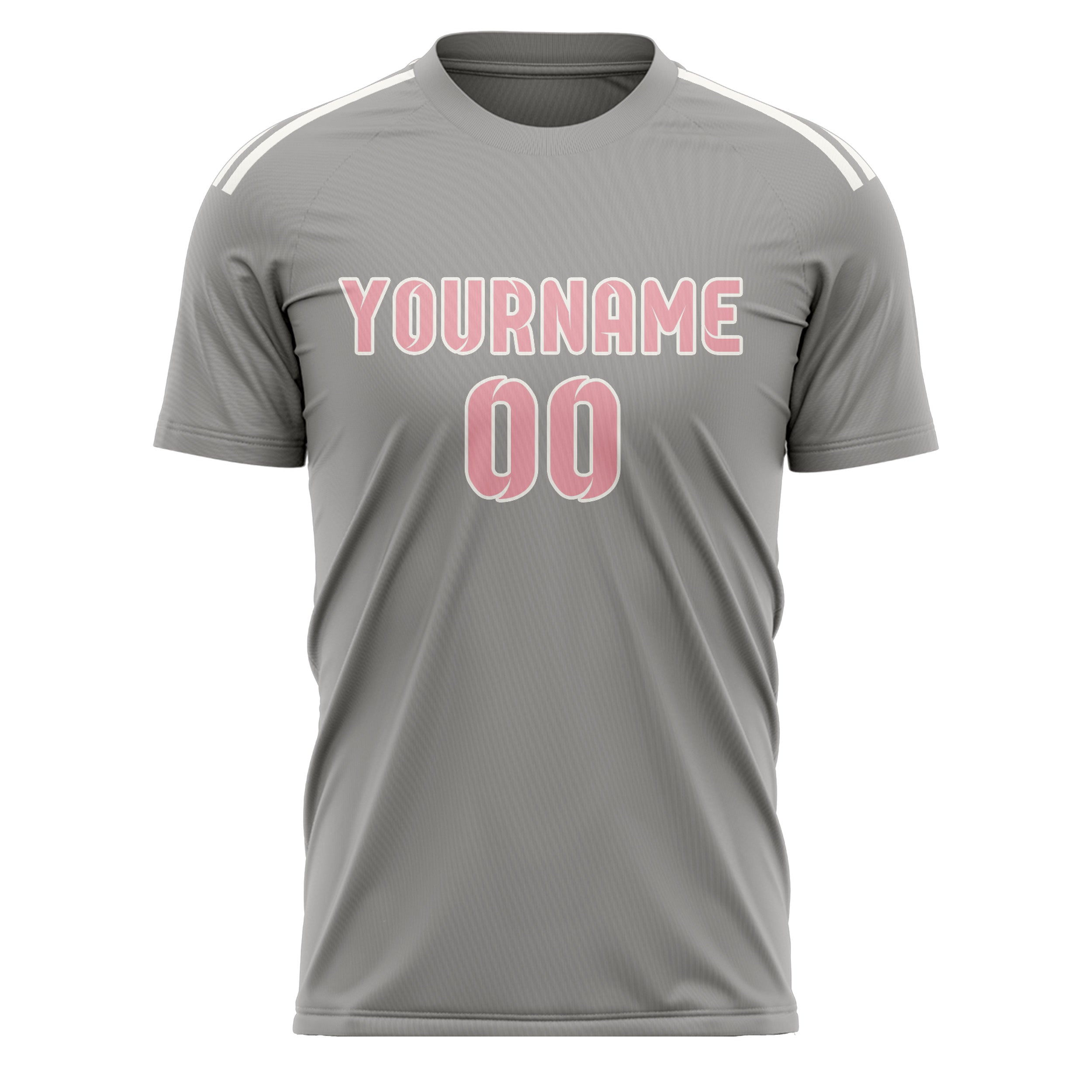 Custom Gray Light Pink Soccer Jersey