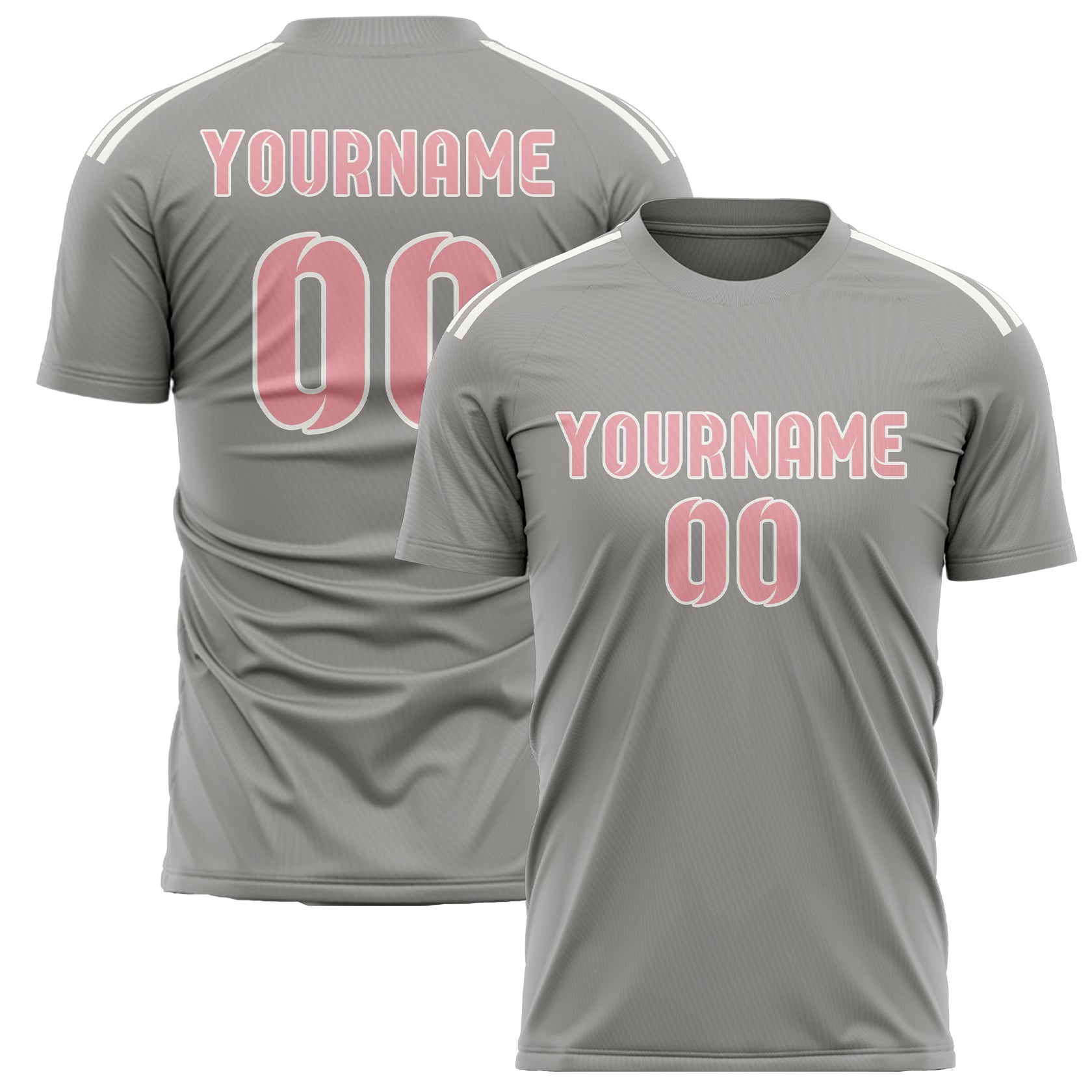 Custom Gray Light Pink Soccer Jersey
