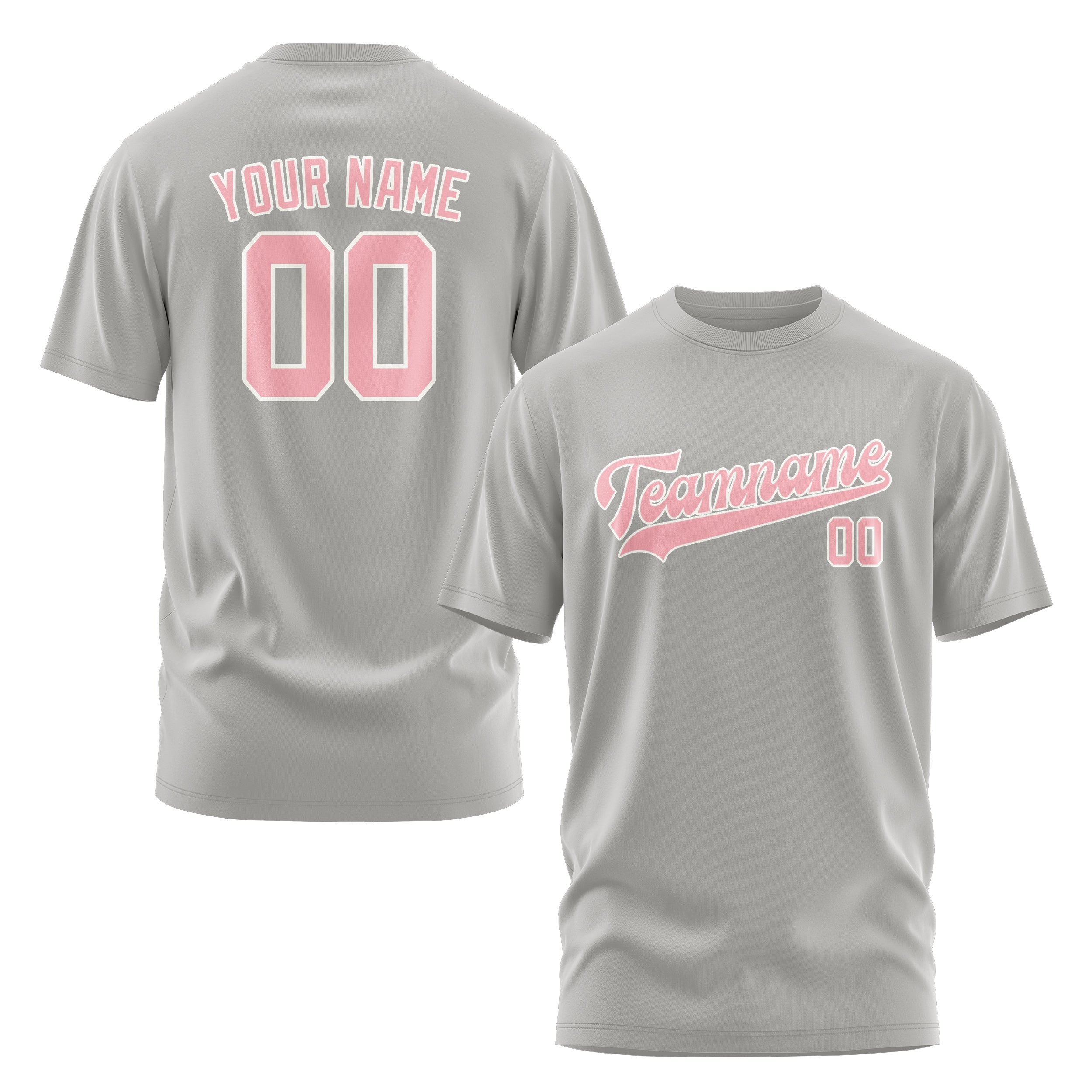 Custom Gray Light Pink T-Shirt