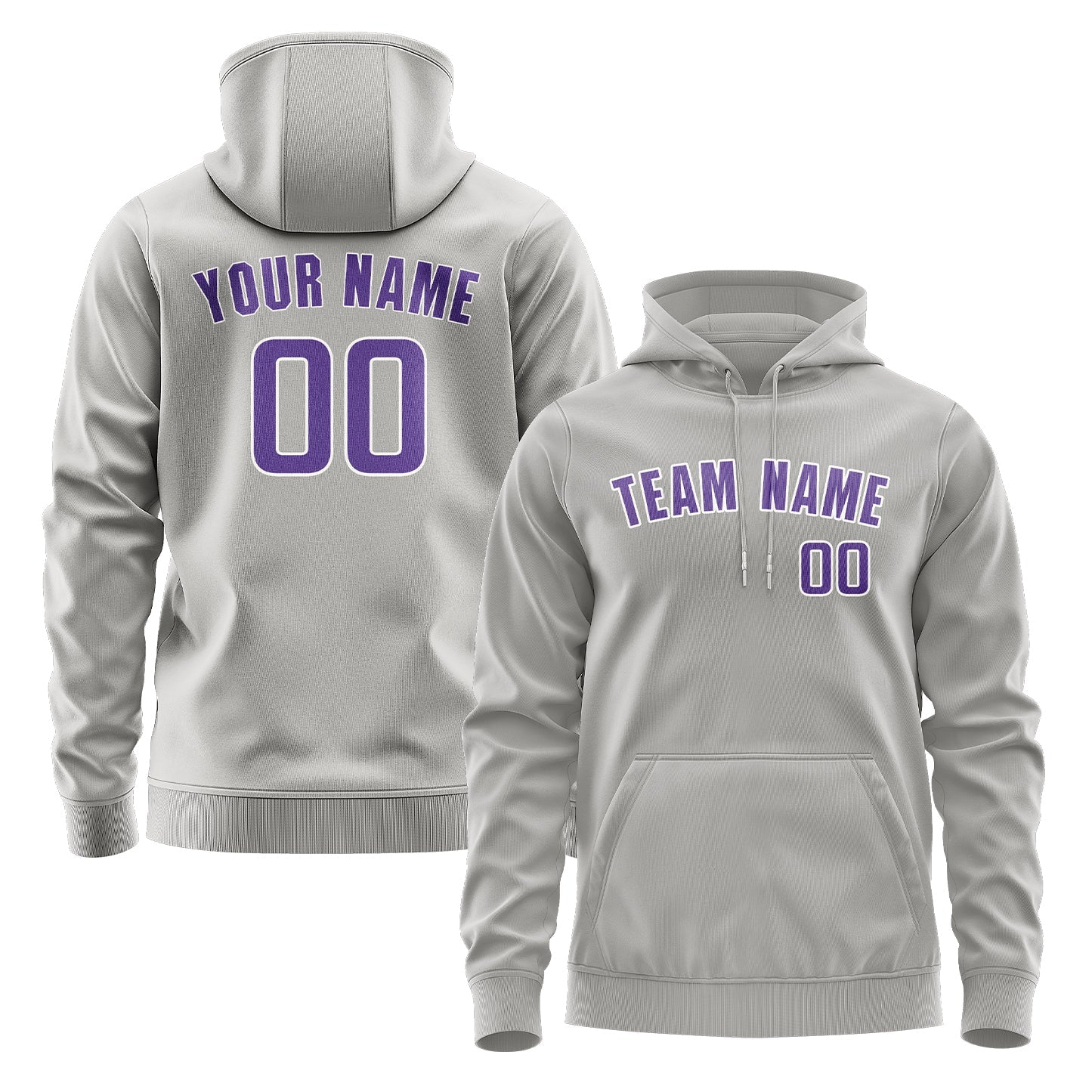 Custom Gray Light Purple Hoodie