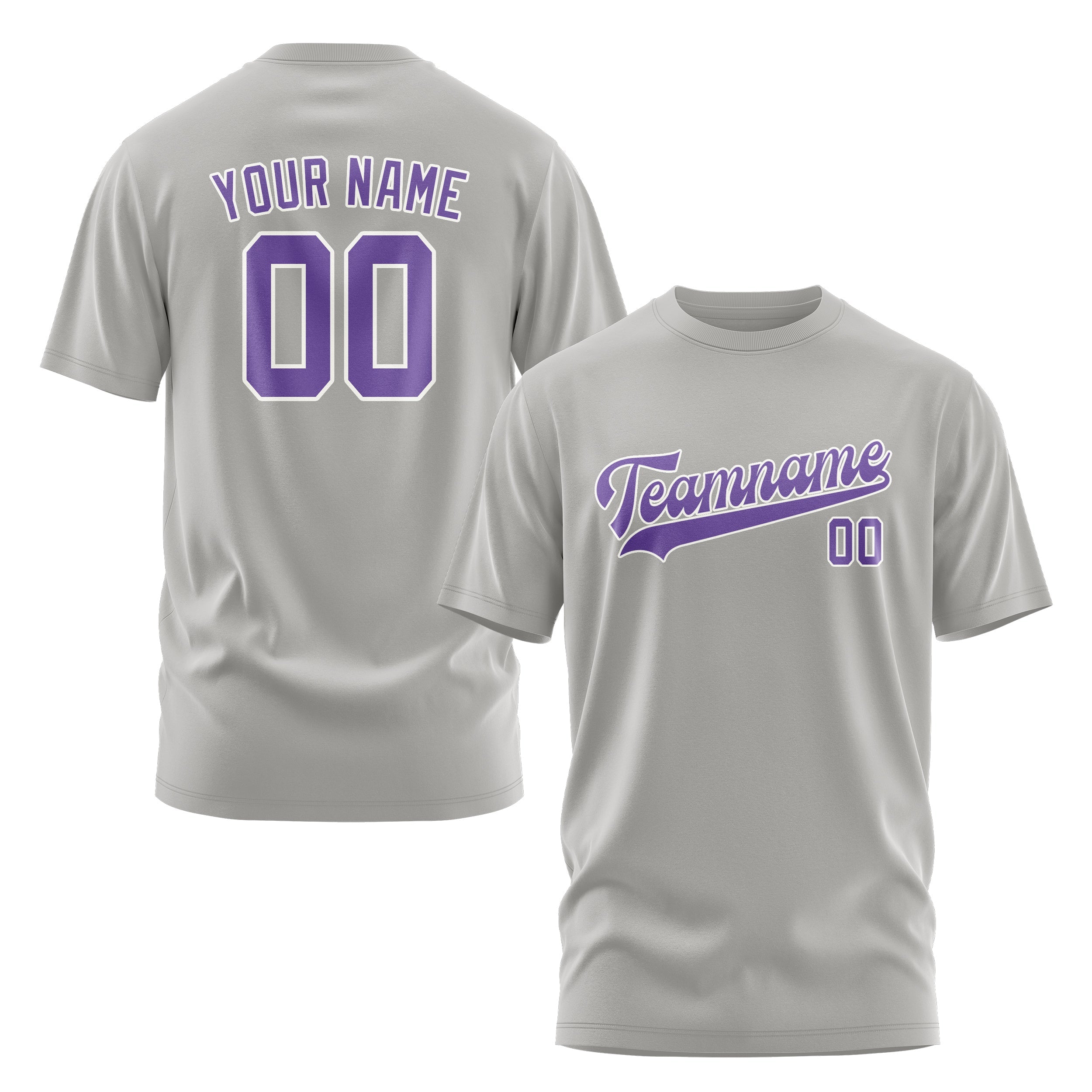Custom Gray Light Purple T-Shirt