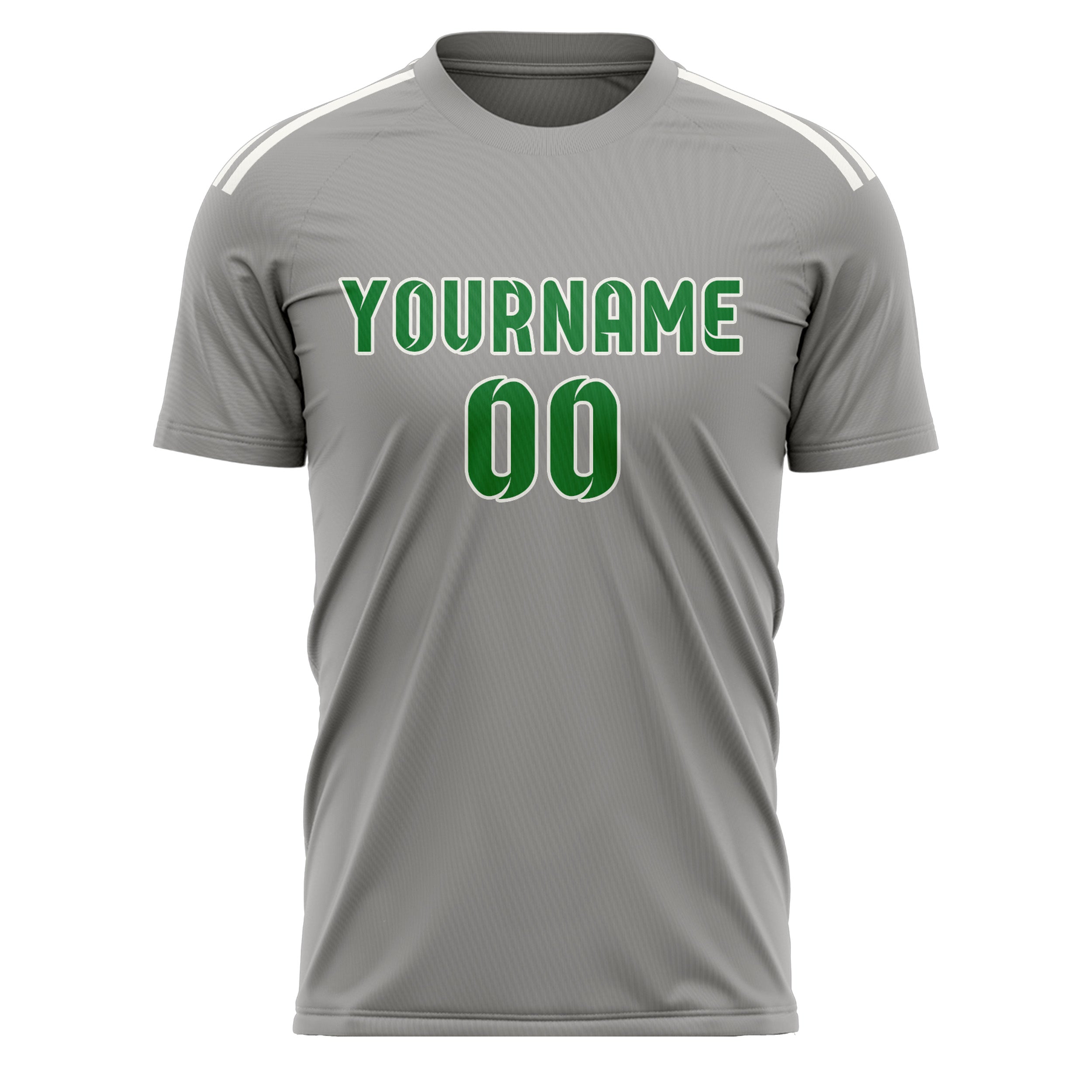 Custom Gray Emerald Green Soccer Jersey