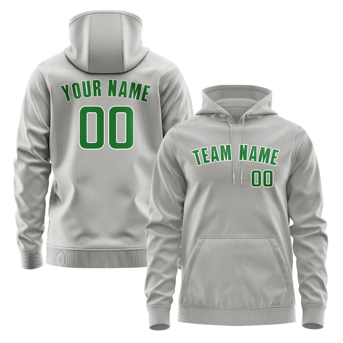 Custom Gray Emerald Green Hoodie