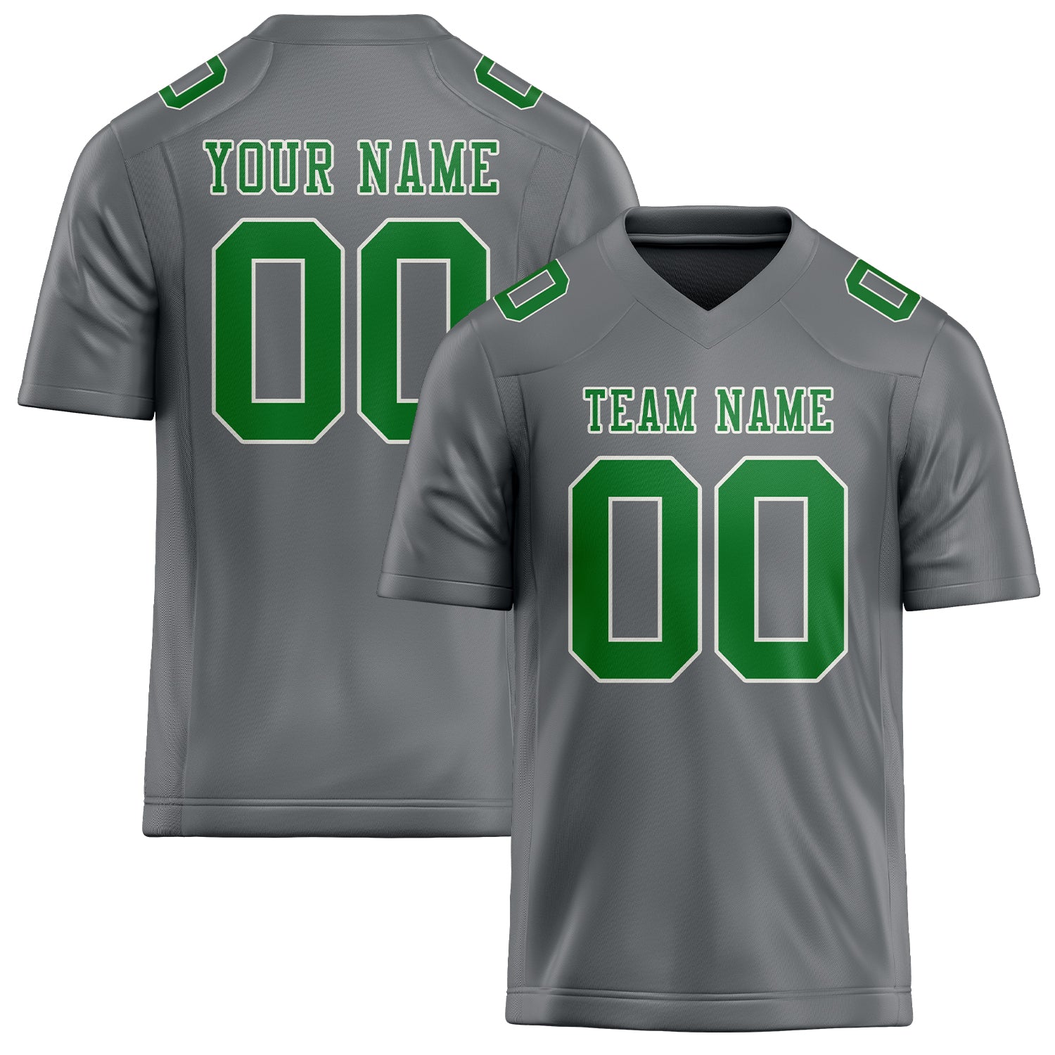 Custom Gray Emerald Green Football Jersey
