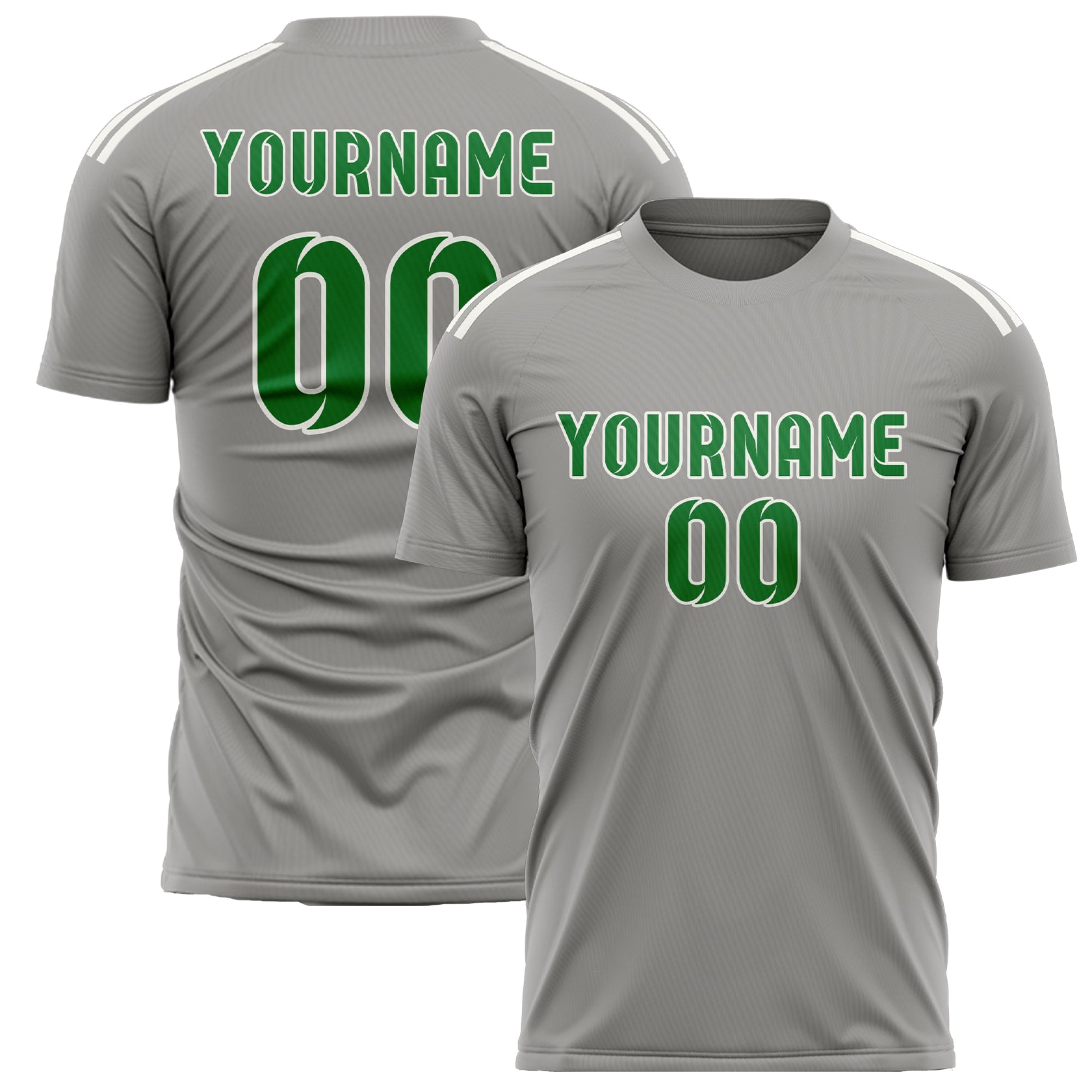 Custom Gray Emerald Green Soccer Jersey
