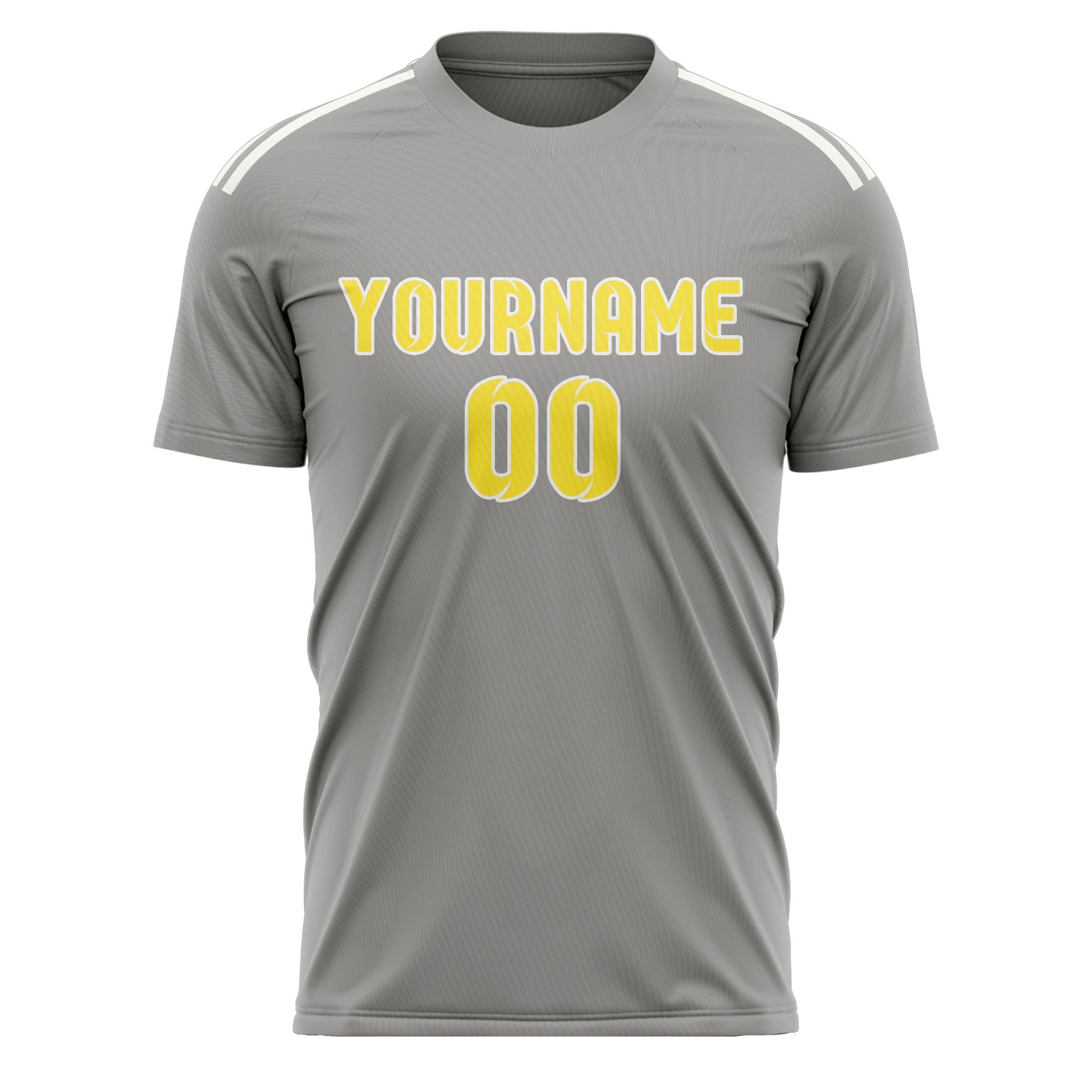 Custom Gray Light Yellow Soccer Jersey