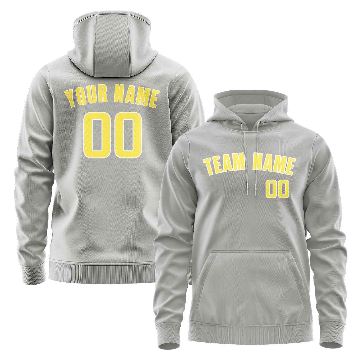 Custom Gray Light Yellow Hoodie