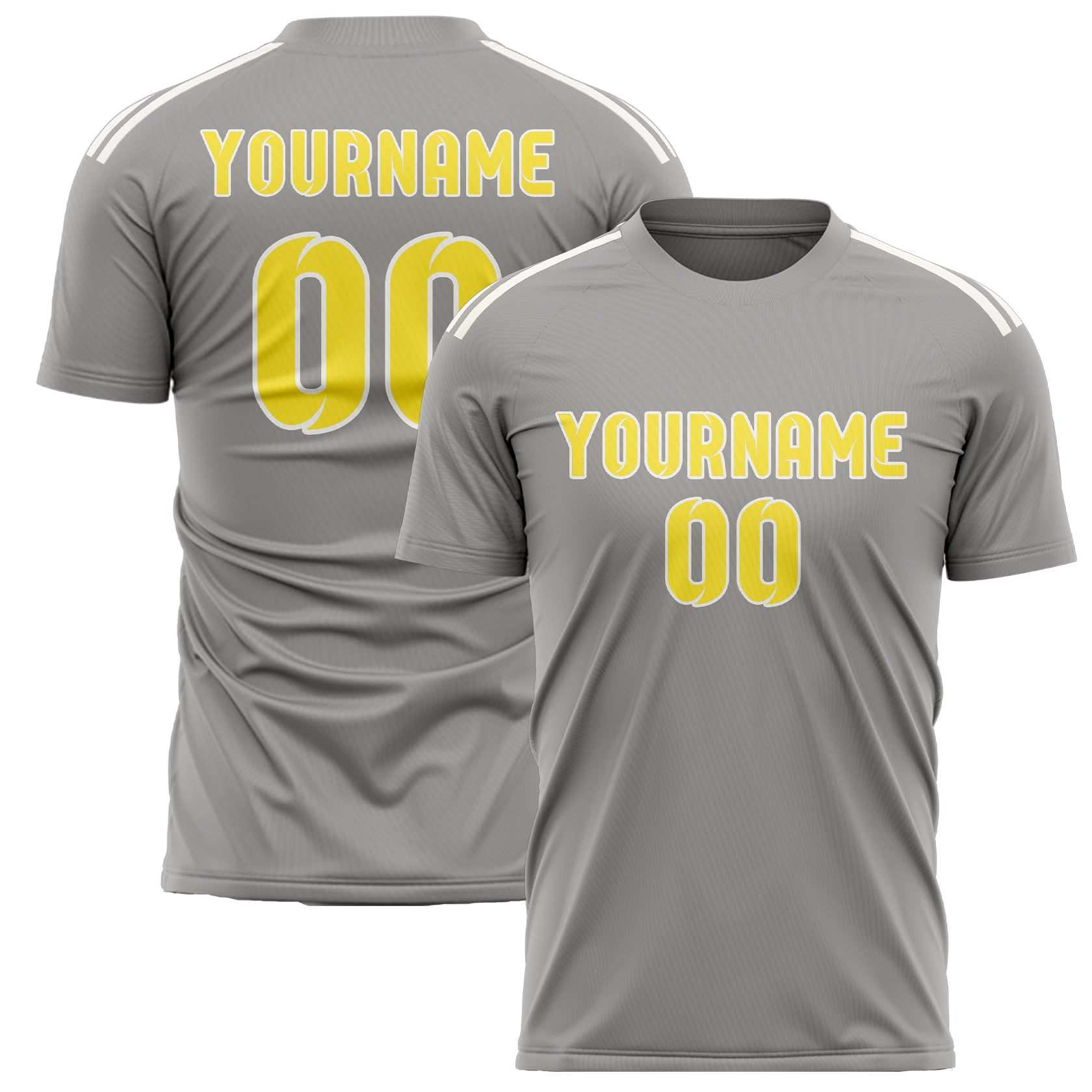 Custom Gray Light Yellow Soccer Jersey