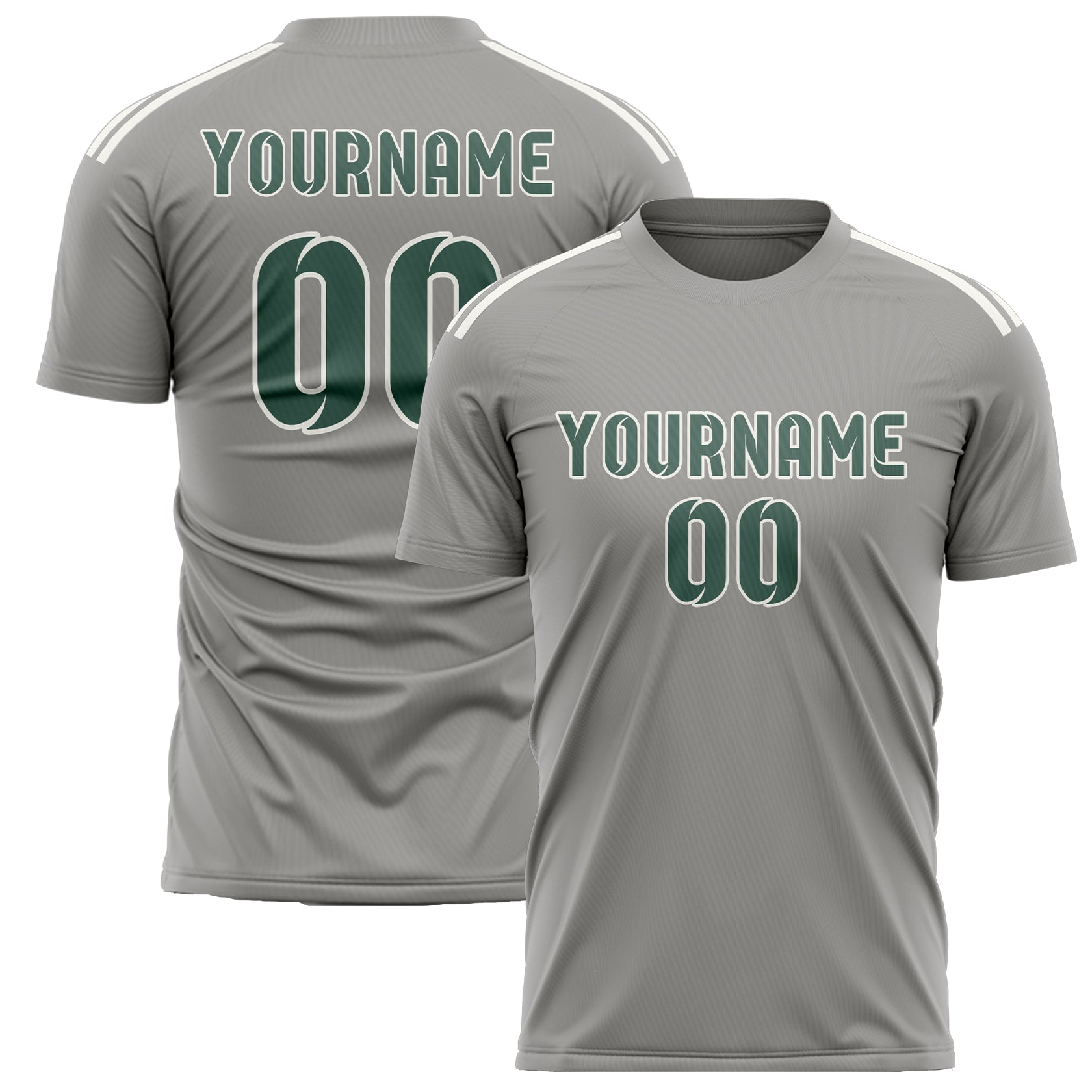 Custom Gray Blue Green Soccer Jersey