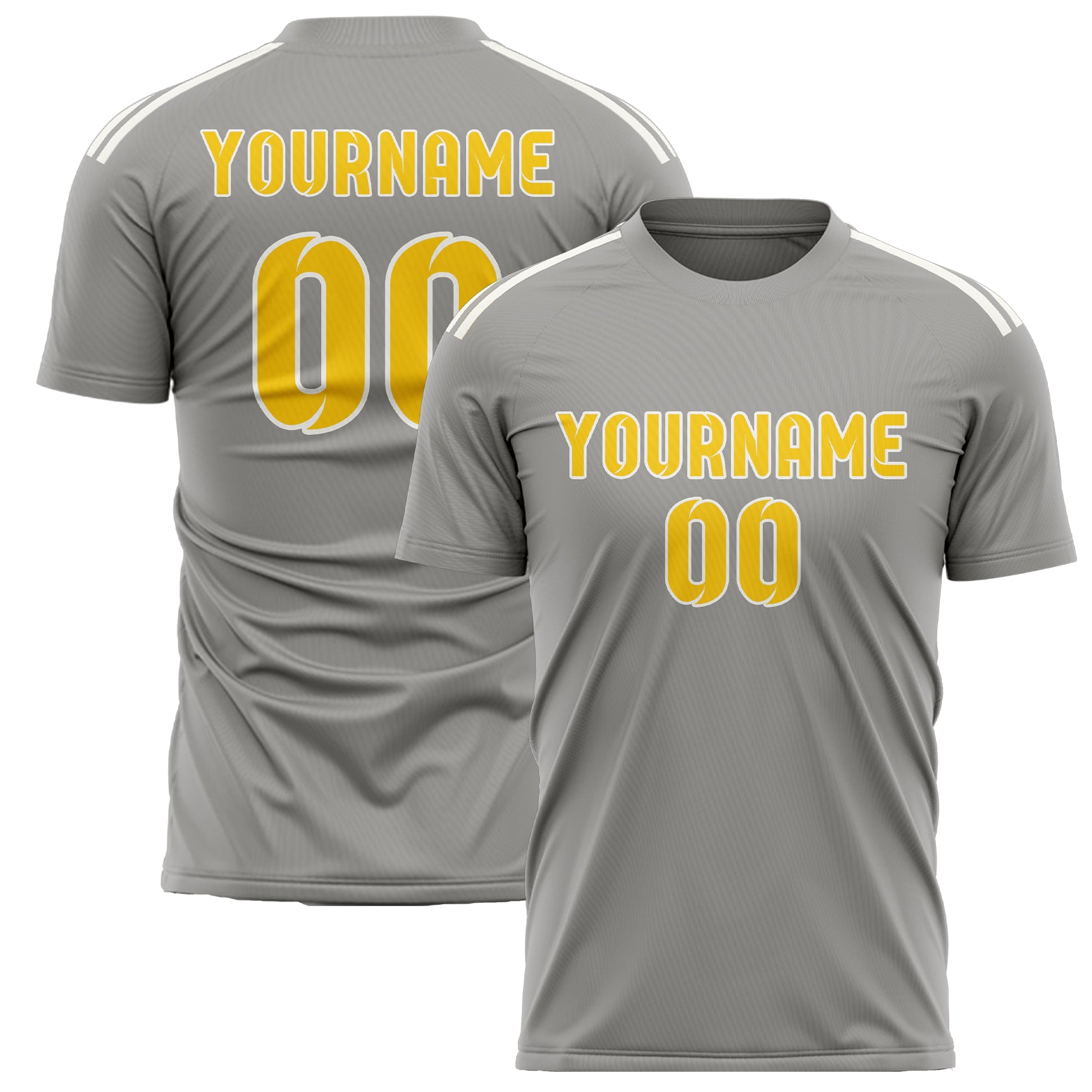 Custom Gray Gold Soccer Jersey