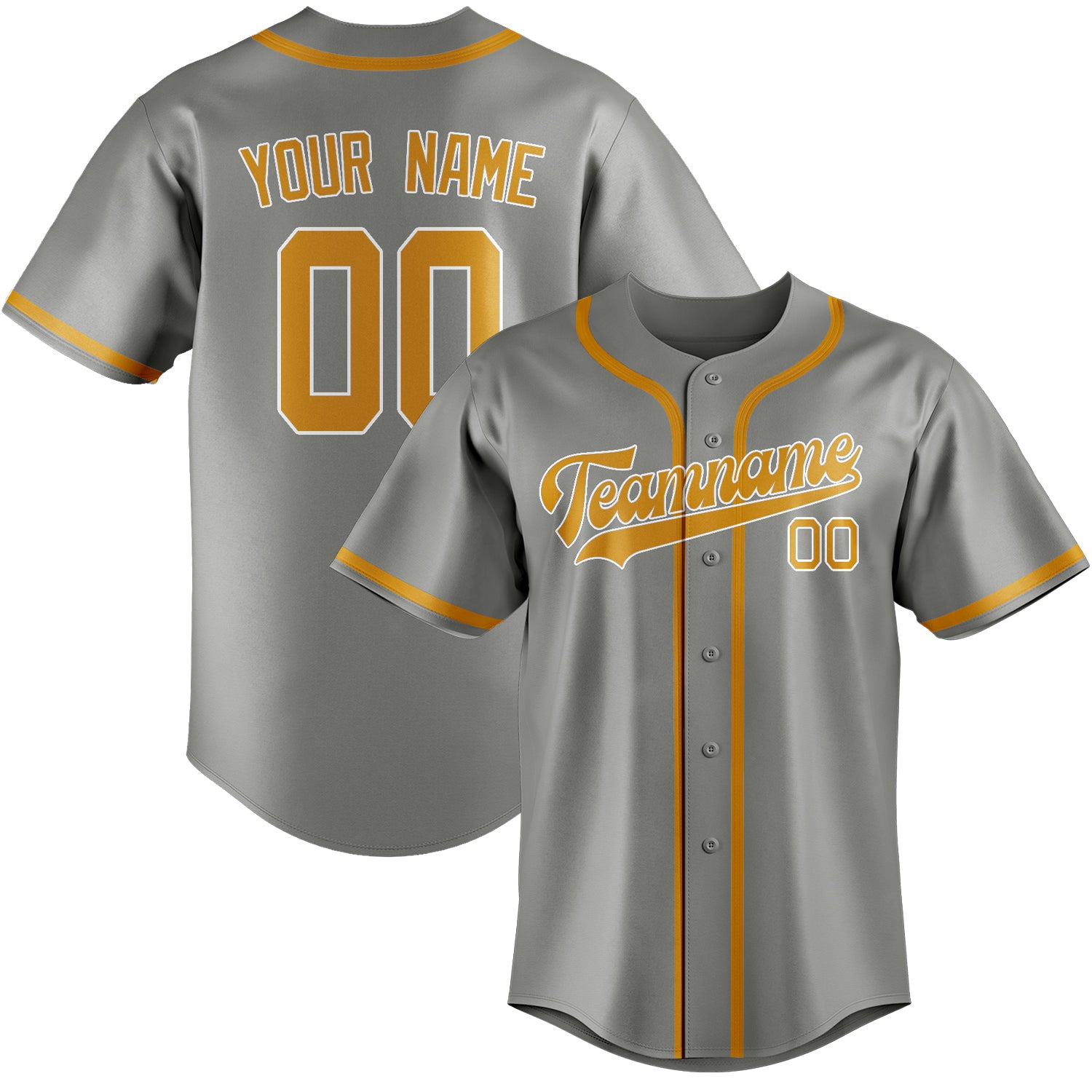 Custom Gray Yellow Baseball Jersey