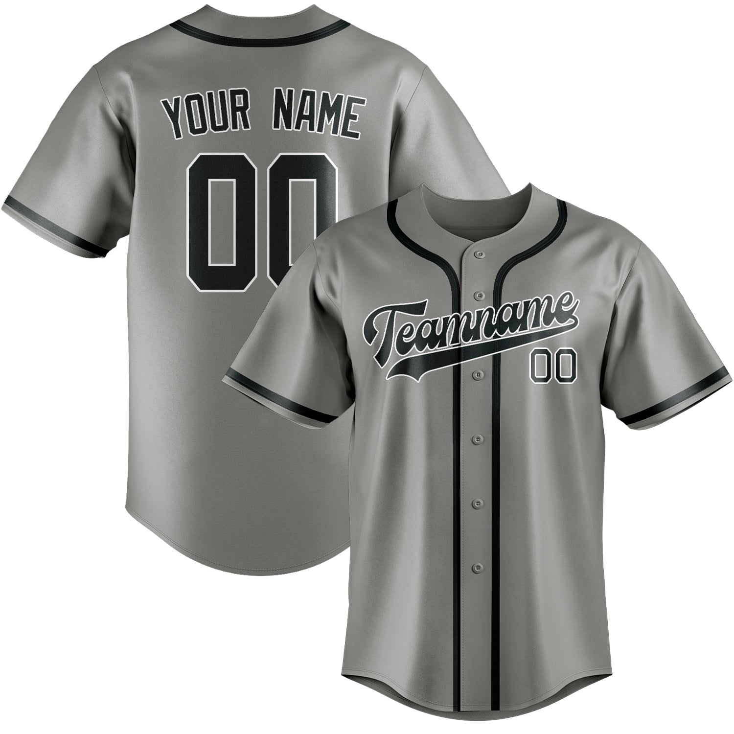 Custom Gray Dark Grey Baseball Jersey