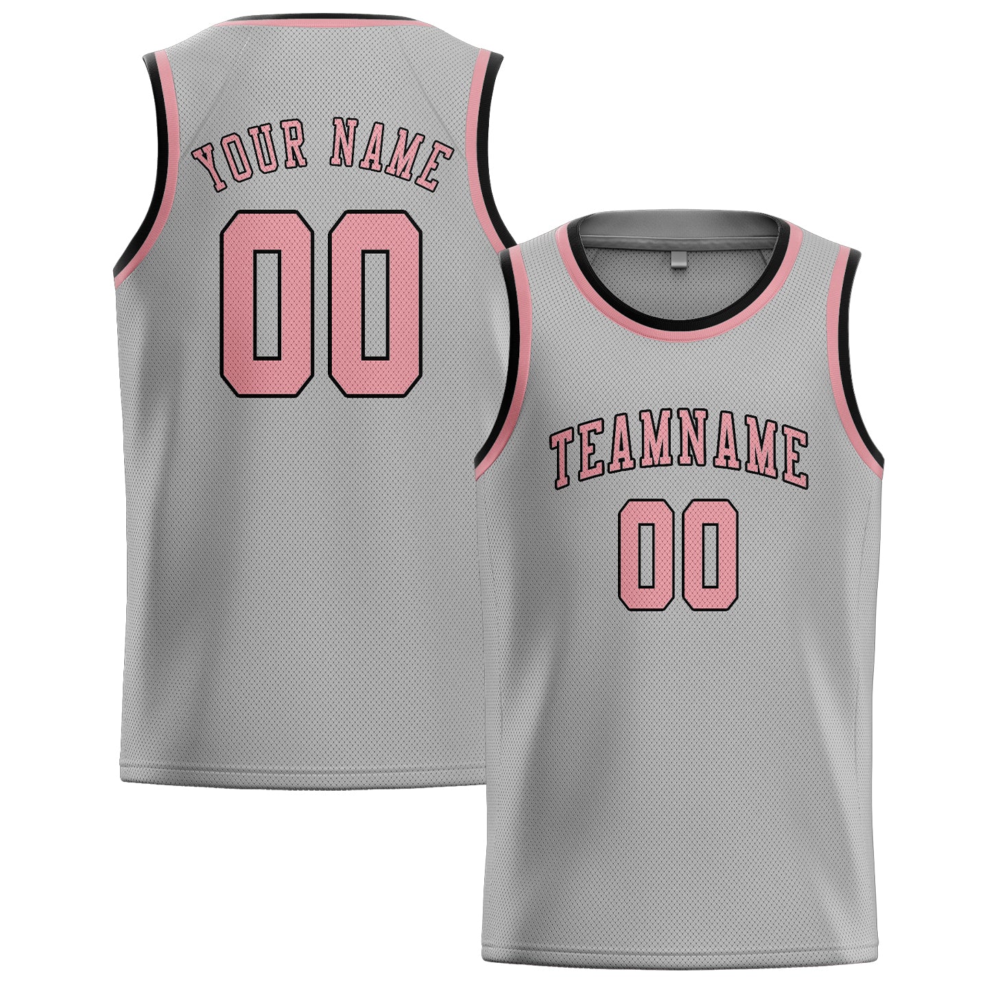 Custom Gray Light Pink Basketball Jersey