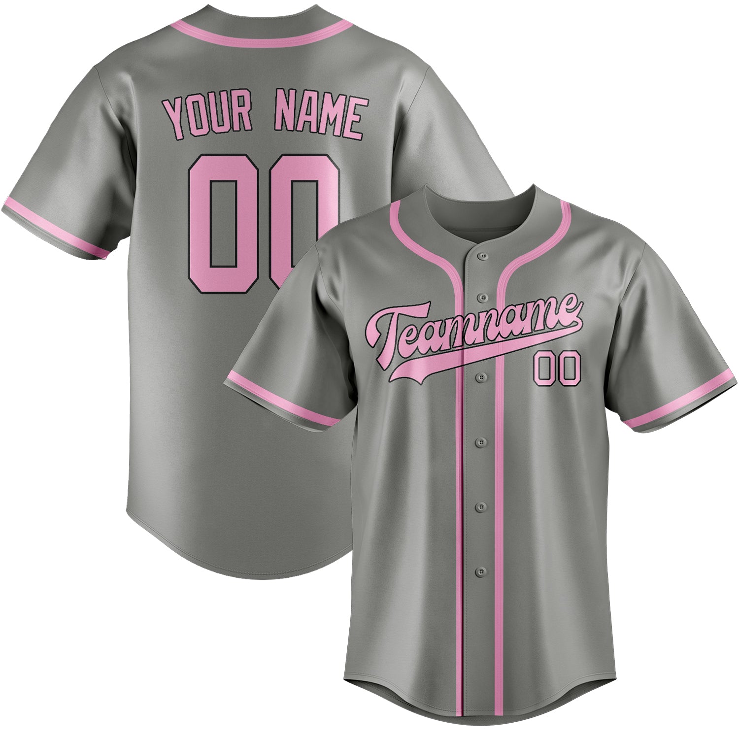 Custom Gray Light Pink Baseball Jersey