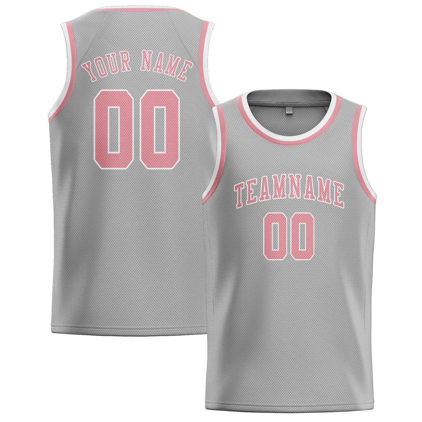 Custom Gray Light Pink Basketball Jersey