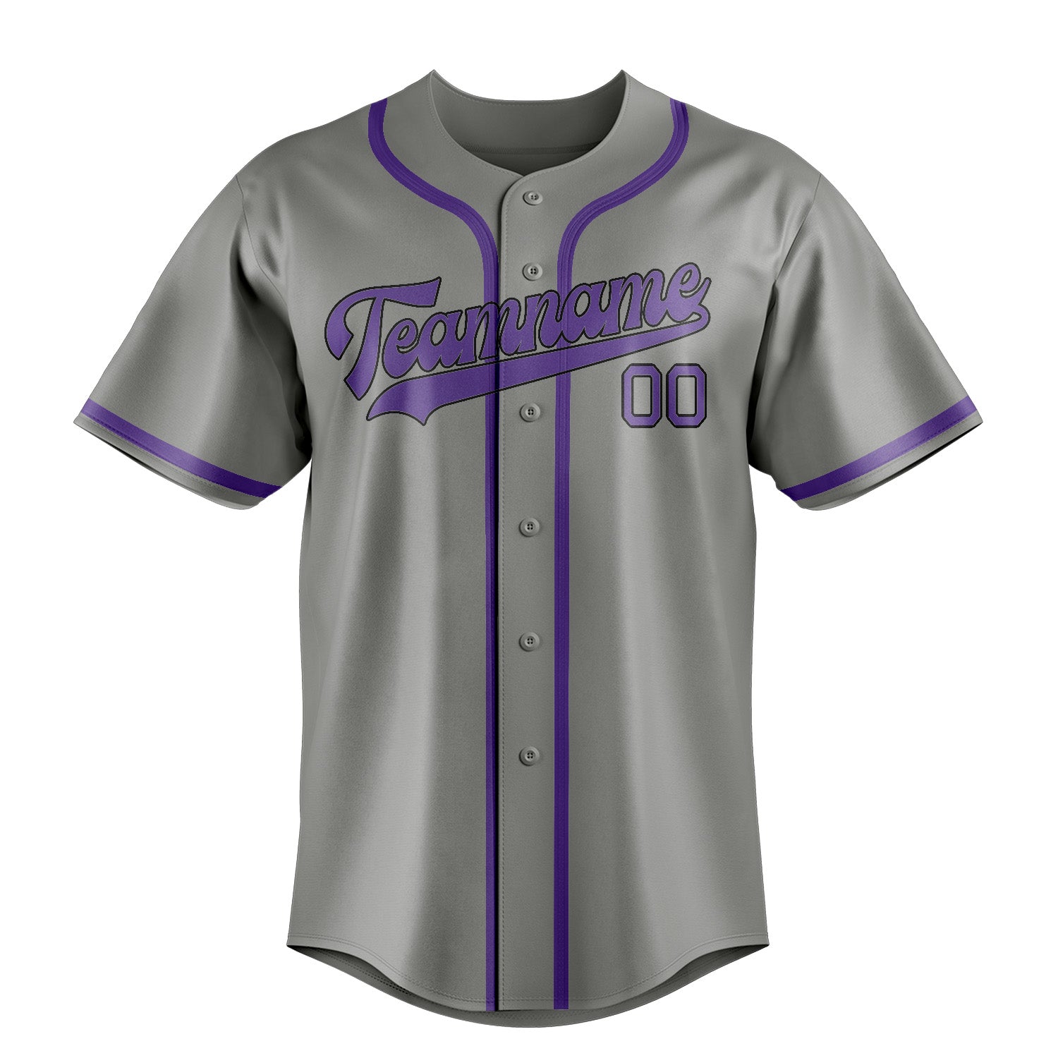 Custom Gray Light Purple Baseball Jersey