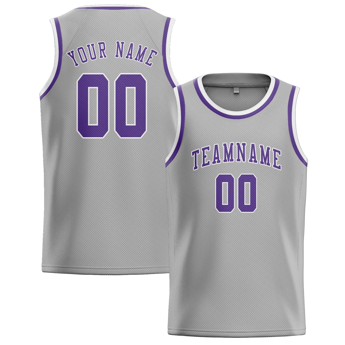 Custom Gray Light Purple Basketball Jersey