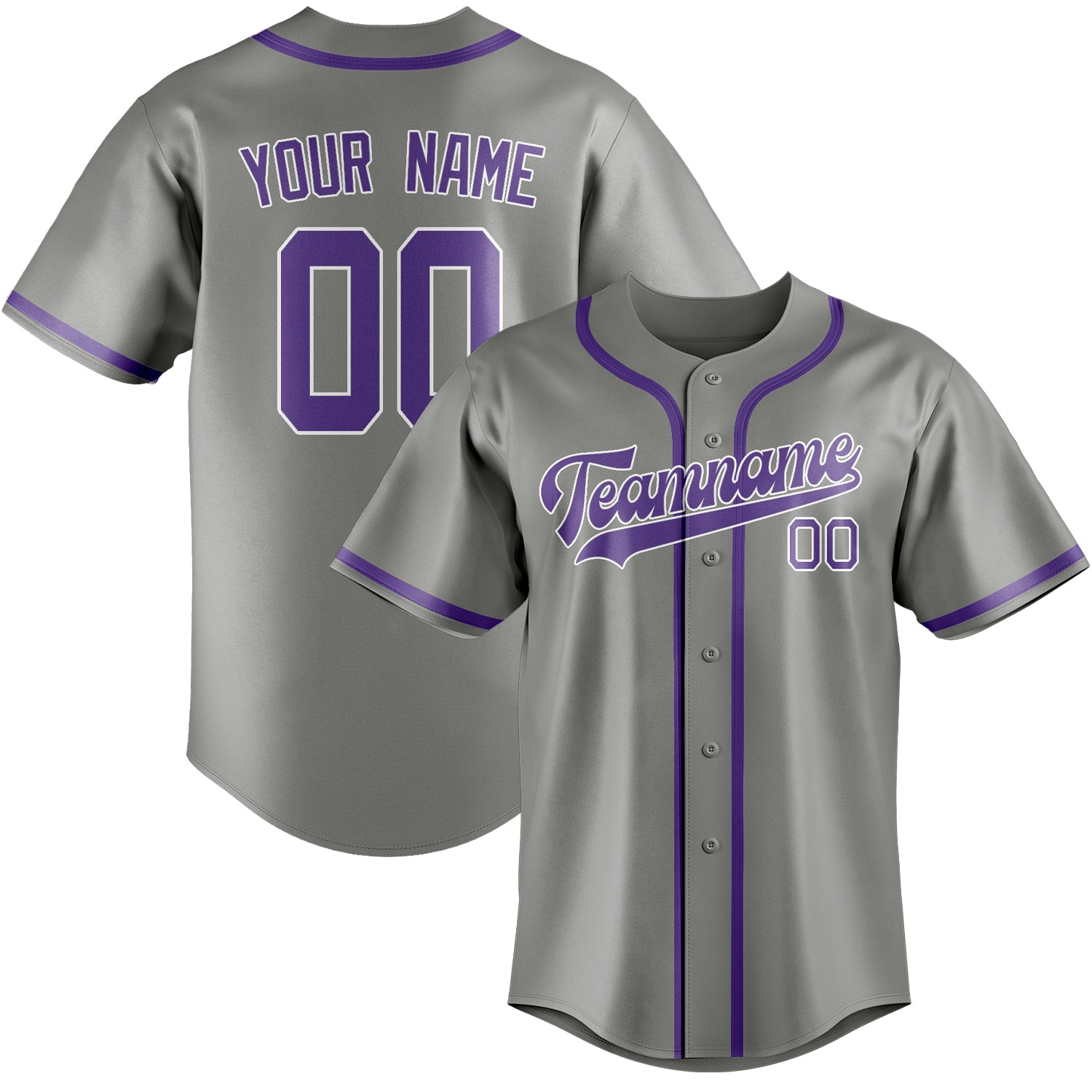 Custom Gray Light Purple Baseball Jersey