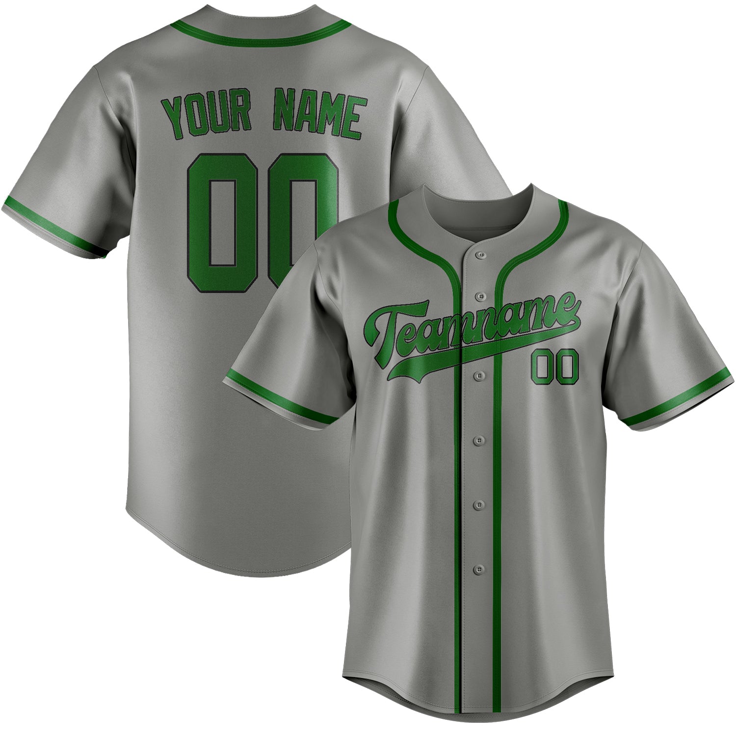Custom Gray Emerald Green Baseball Jersey