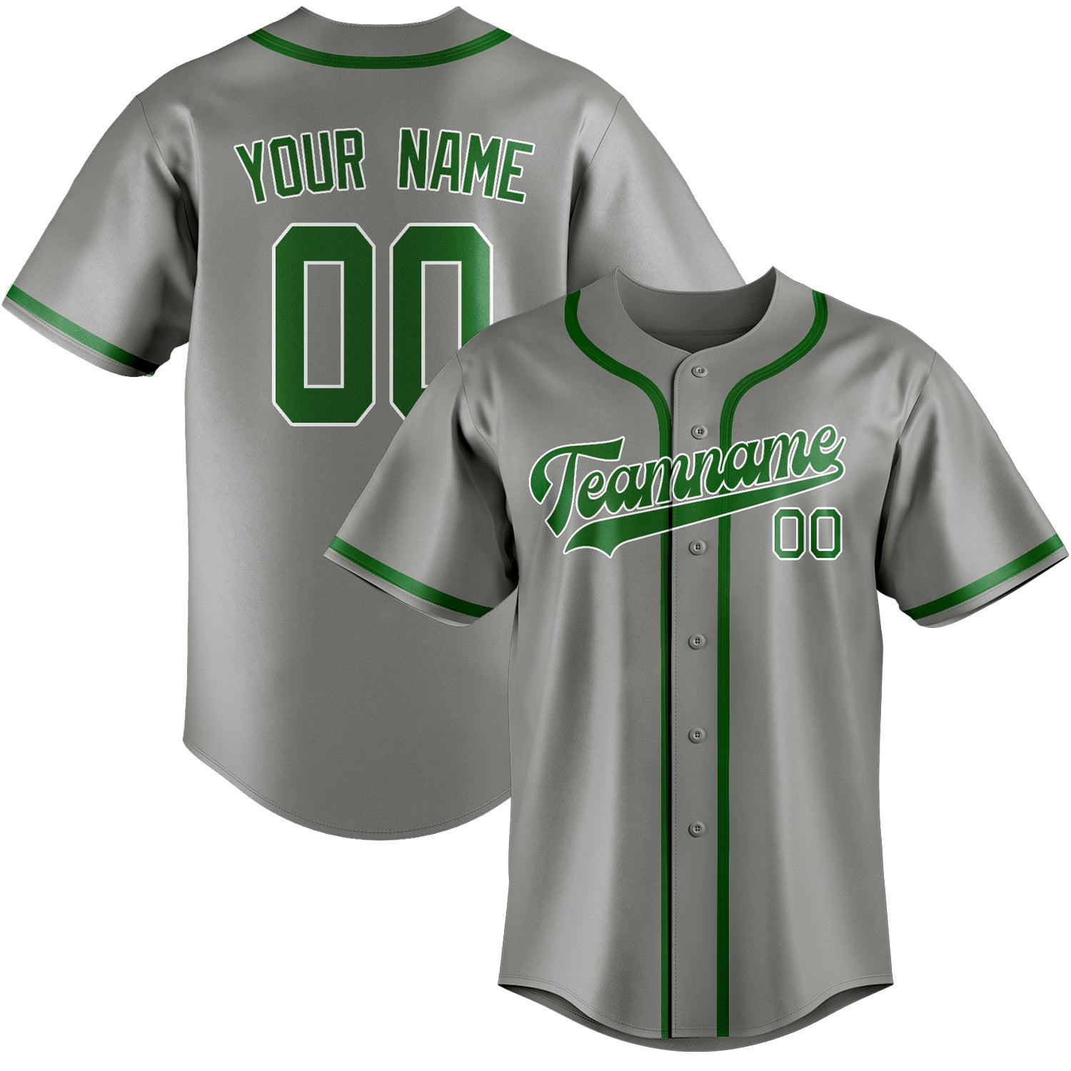 Custom Gray Emerald Green Baseball Jersey