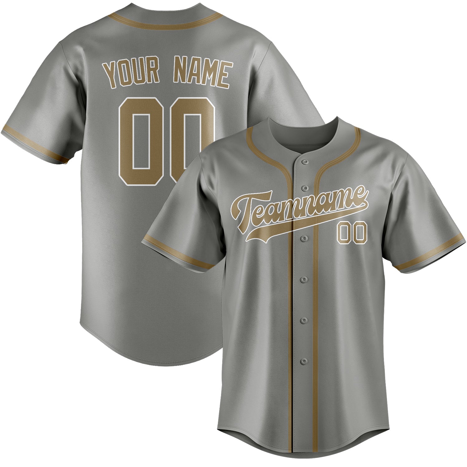 Custom Gray Light Khaki Baseball Jersey
